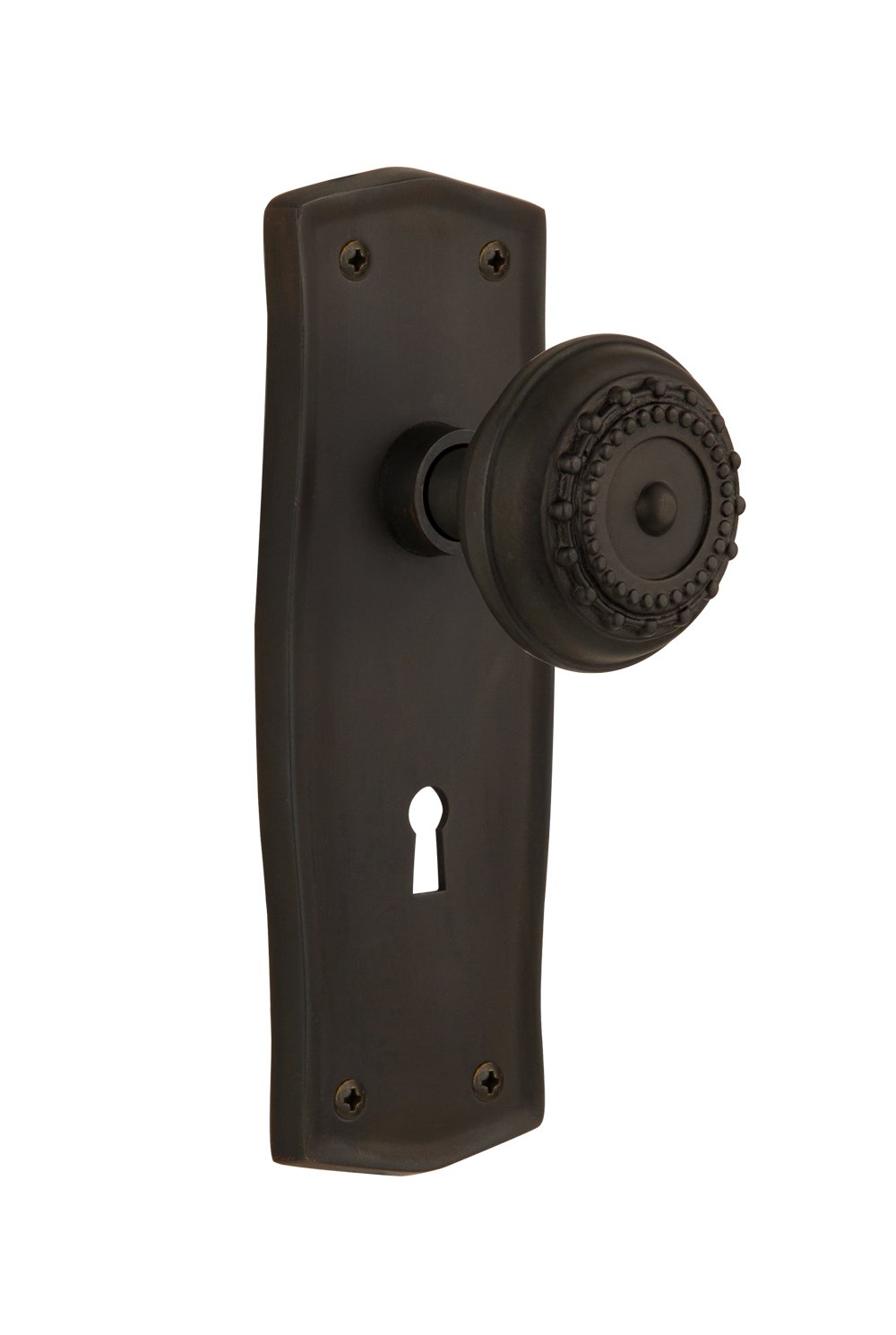 Nostalgic Warehouse Prairie Plate with Keyhole Meadows Knob - Single Dummy Door Handle in Oil-Rubbed Bronze - Perfect for Vintage Farmhouse & Cottage Style Home Decor