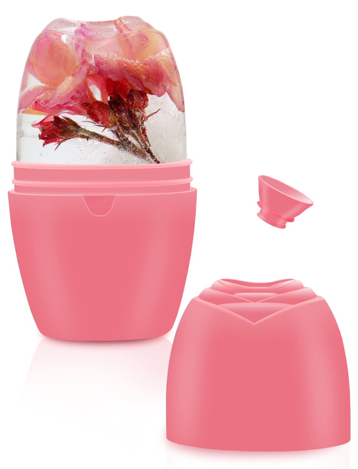 Reusable Ice Face Roller for Skin Tightening & Brightening - Pink Silicone Ice Holder for Women | Perfect for Cooling Therapy, Puffiness Relief & Skincare Gifts