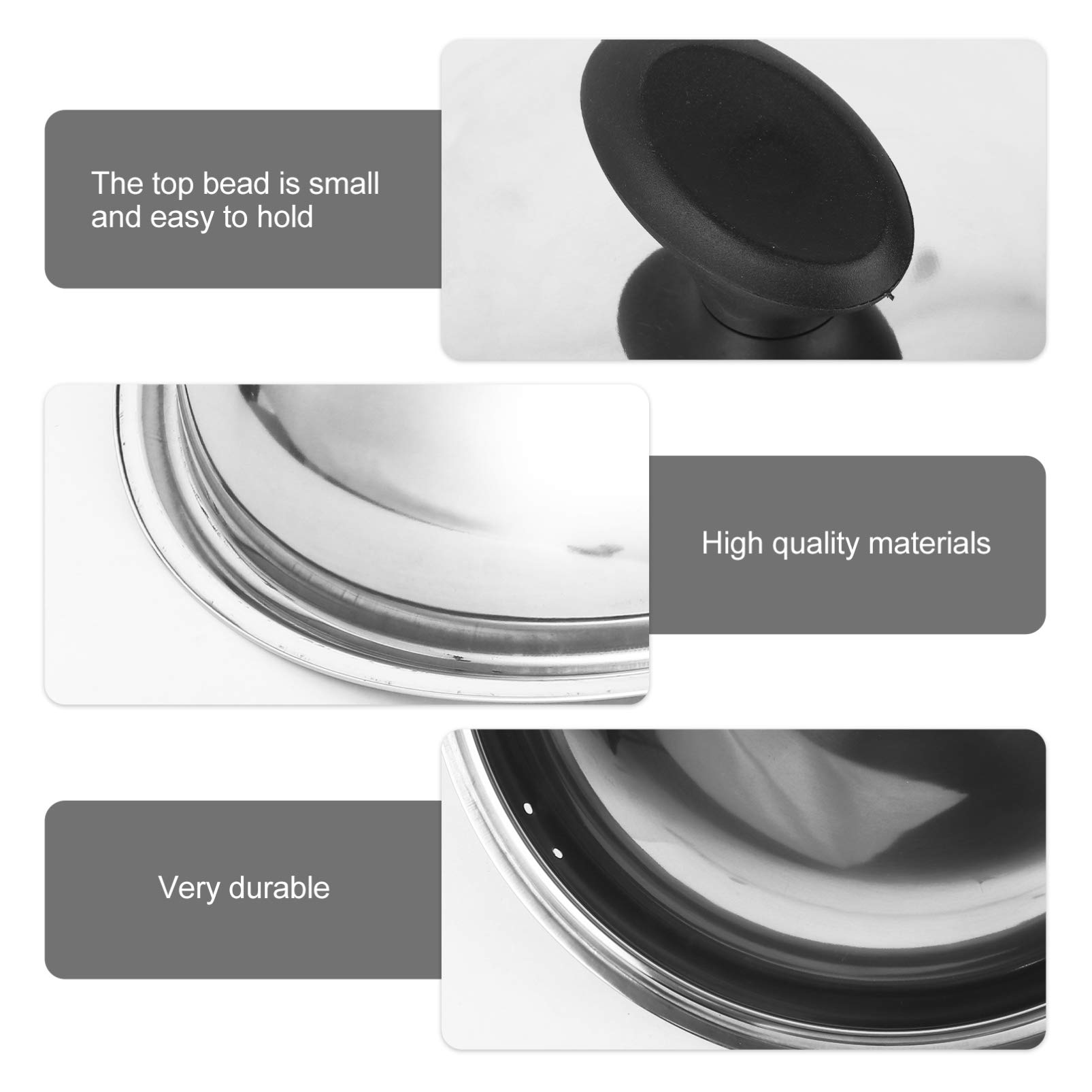 Hemoton 38cm Stainless Steel Cooking Pan Lid - Replacement Pot Cover for Skillet, Wok & Cookware - Round Knob Handle with Anti-Scald Design (Random Knob Style) - Perfect for Frying, Steaming & Slow Cooking