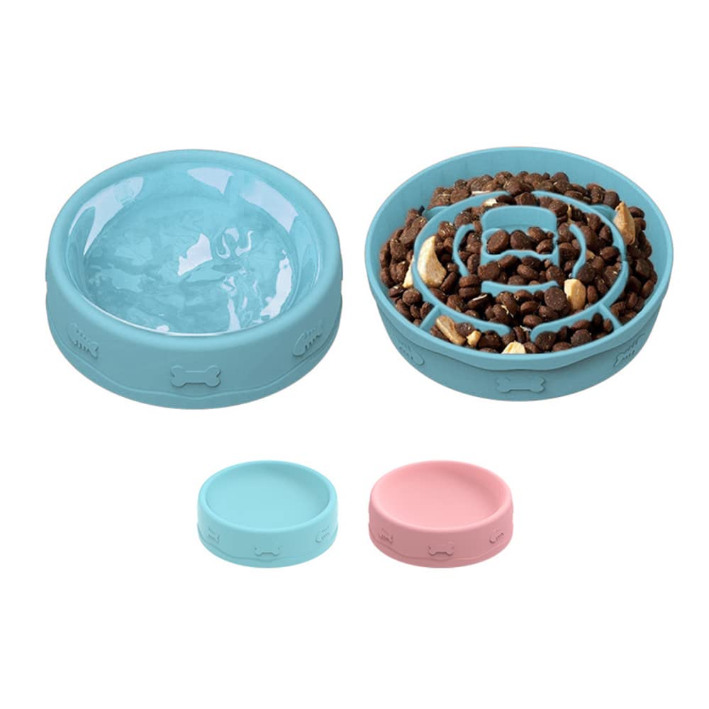 EliteZ Slow Feeder Dog Bowl - 2-in-1 Tilted Silicone Pet Food & Water Dish for Puppies & Cats - Anti-Choking, Portion Control - Perfect for Fast Eaters & Multi-Pet Homes (Pink)