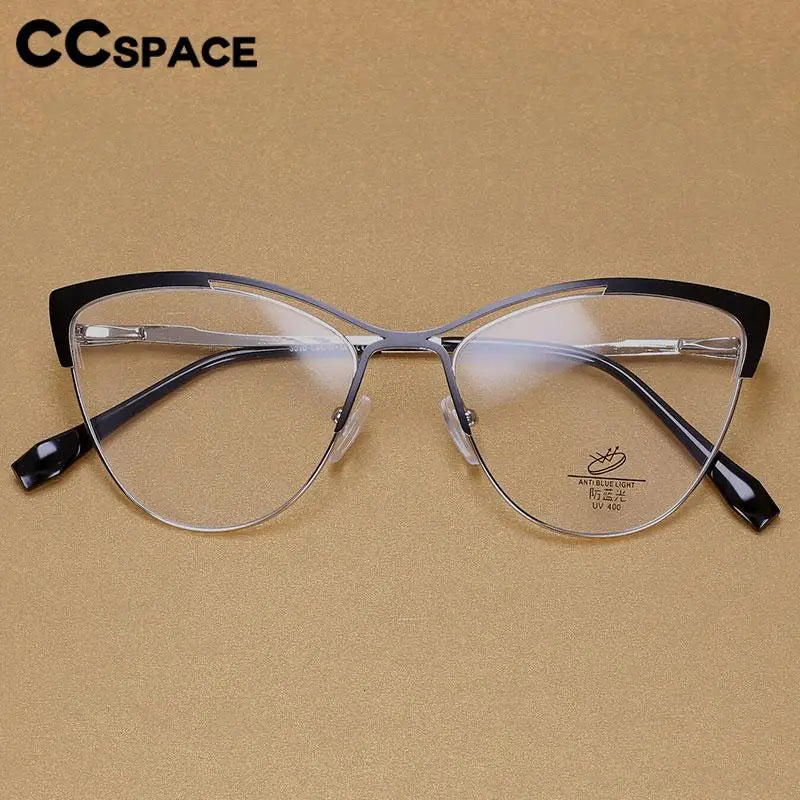CCspace Women's Full Rim Cat Eye Alloy Eyeglasses Frame 57119 - Stylish Retro Glasses for Women, Lightweight Metal Frame with UV Protection - Perfect for Office, Reading & Fashion Accessories