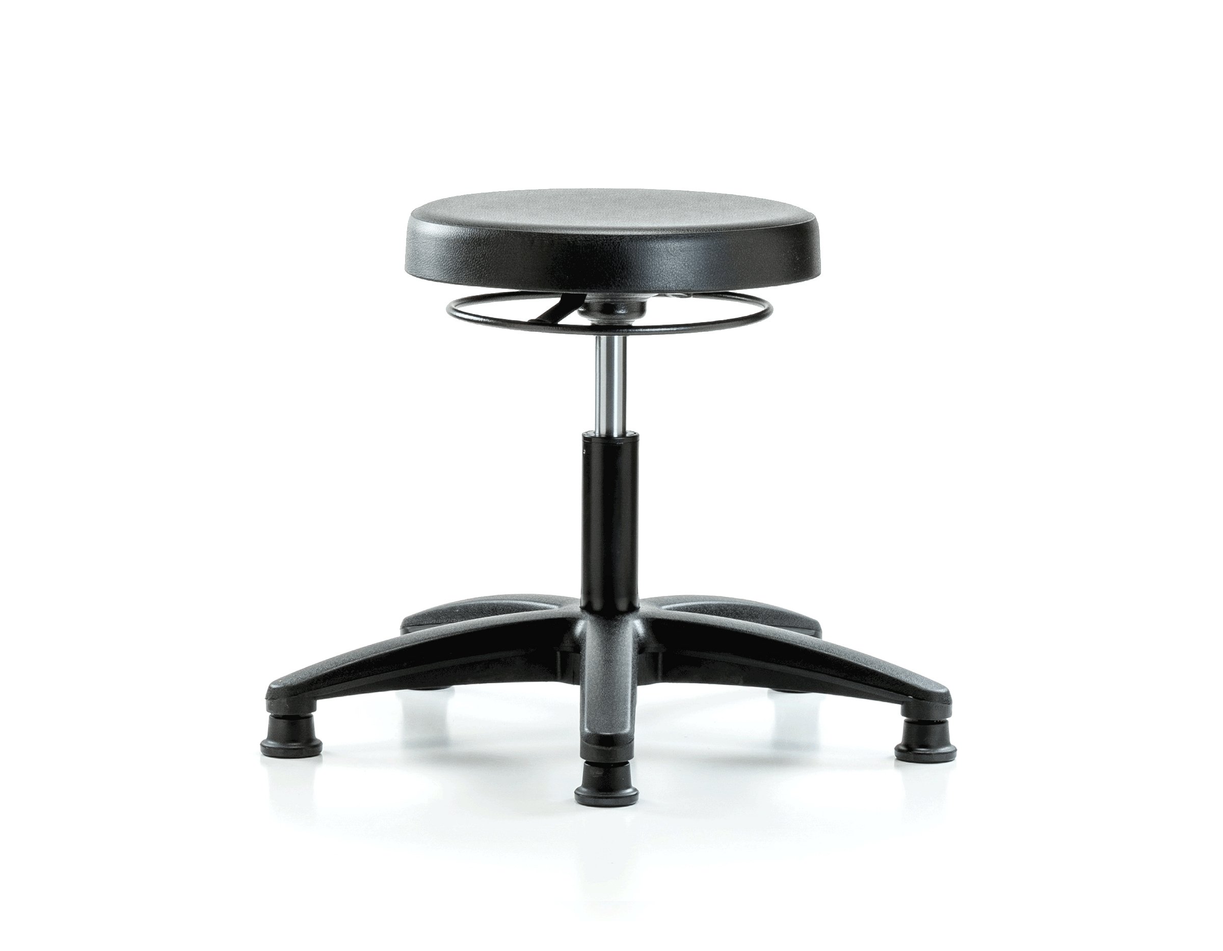 Heavy Duty Perch Polyurethane Work Stool with Stationary Caps - Adjustable Desk Height Stool for Office, Workshop & Industrial Use - Ergonomic Seating Solution for Standing Desks, Laboratories and Workbenches