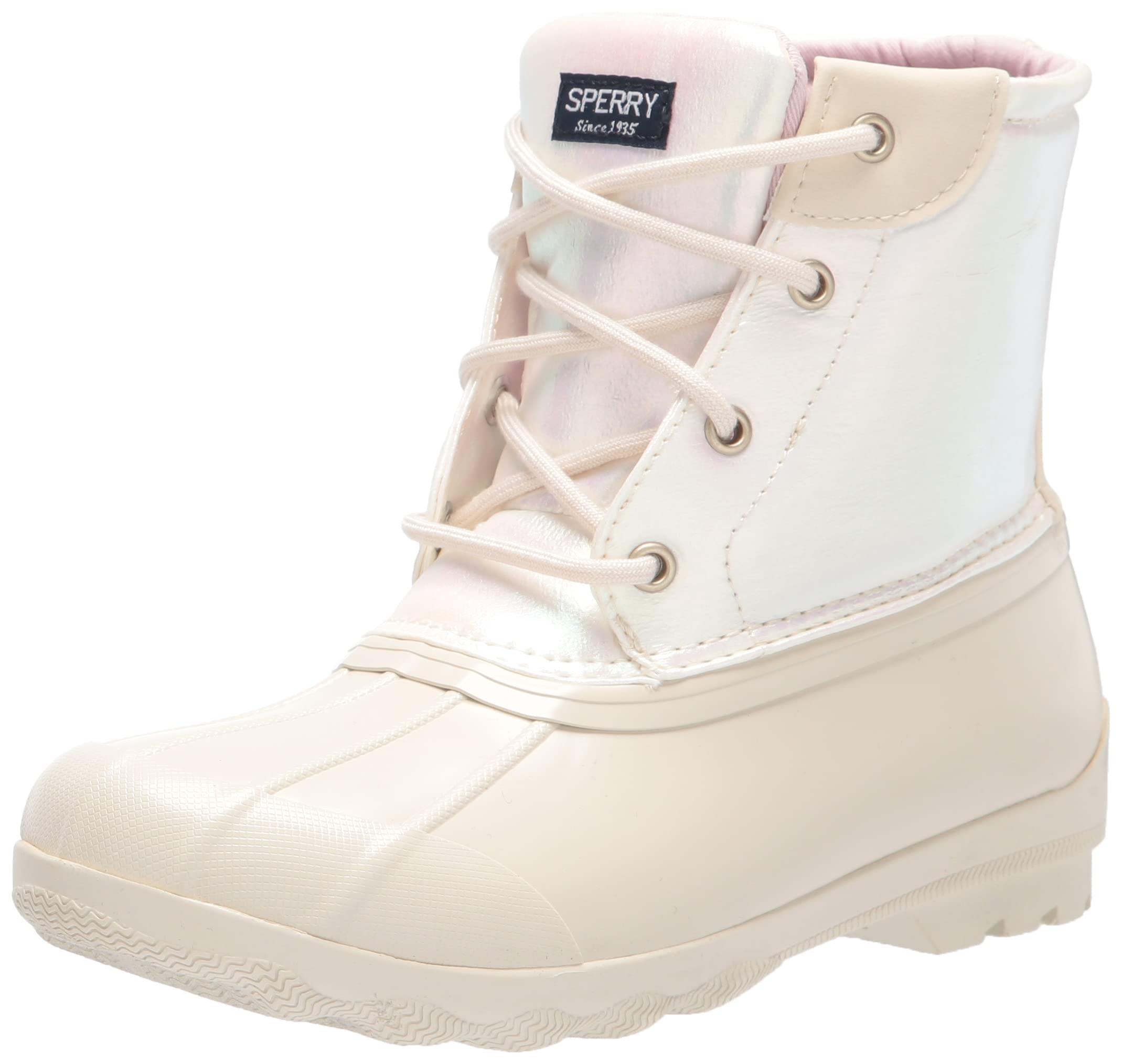 Sperry Port Boots for Kids - Waterproof Ivory Boat Shoes for Boys & Girls - Size 6 US Unisex - Perfect for School, Play & Outdoor Adventures