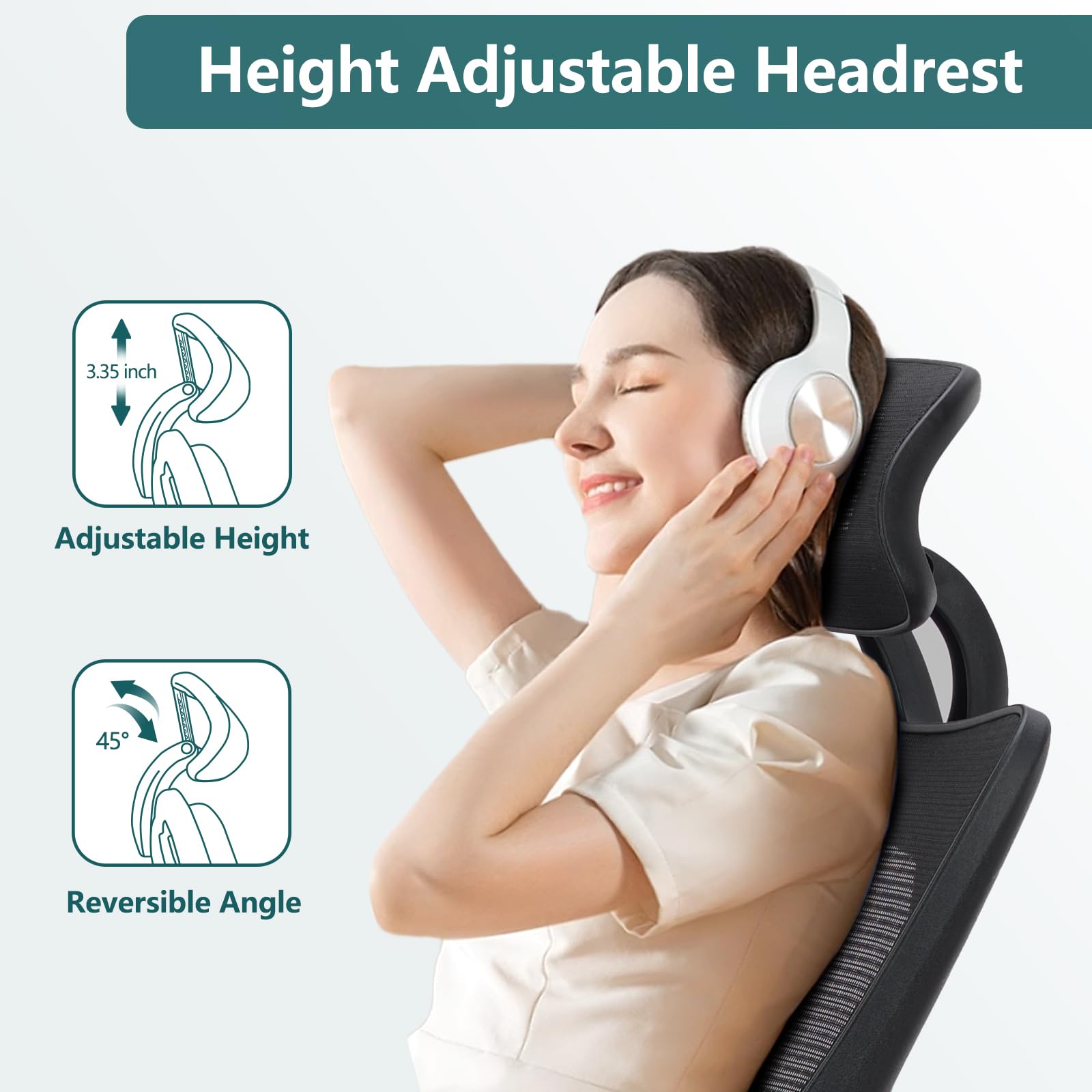 Ergonomic Office Chair with Adjustable Lumbar Support - High Back Rolling Swivel Desk Chair for Home & Work, 2D Armrests, 135° Tilt Function, Headrest - Perfect for Long Hours Computer Work, Gaming & Study (Modern Black)