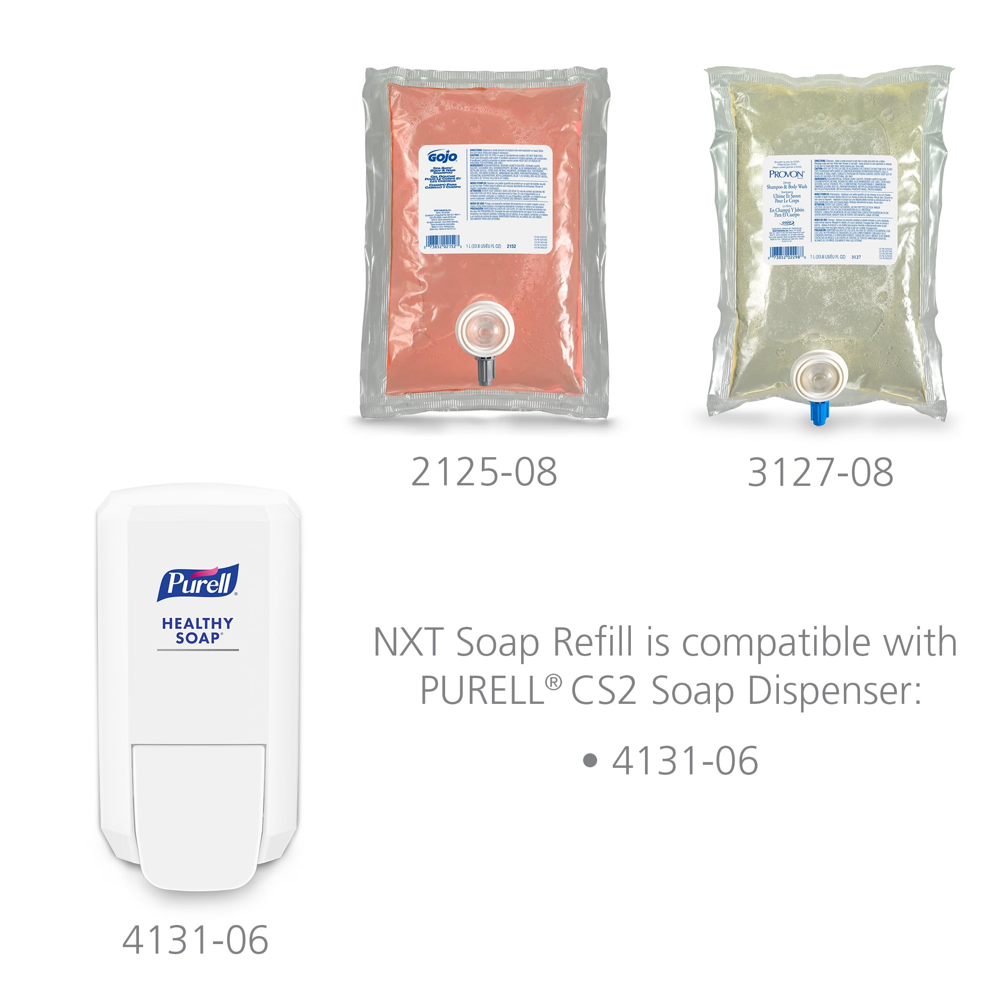 GOJO NXT SPA BATH Body & Hair Shampoo Refill - Floral Scented 1000mL (8 Pack) - Compatible with GOJO NXT Push-Style Dispensers - Perfect for Spas, Salons, and Luxury Bathrooms