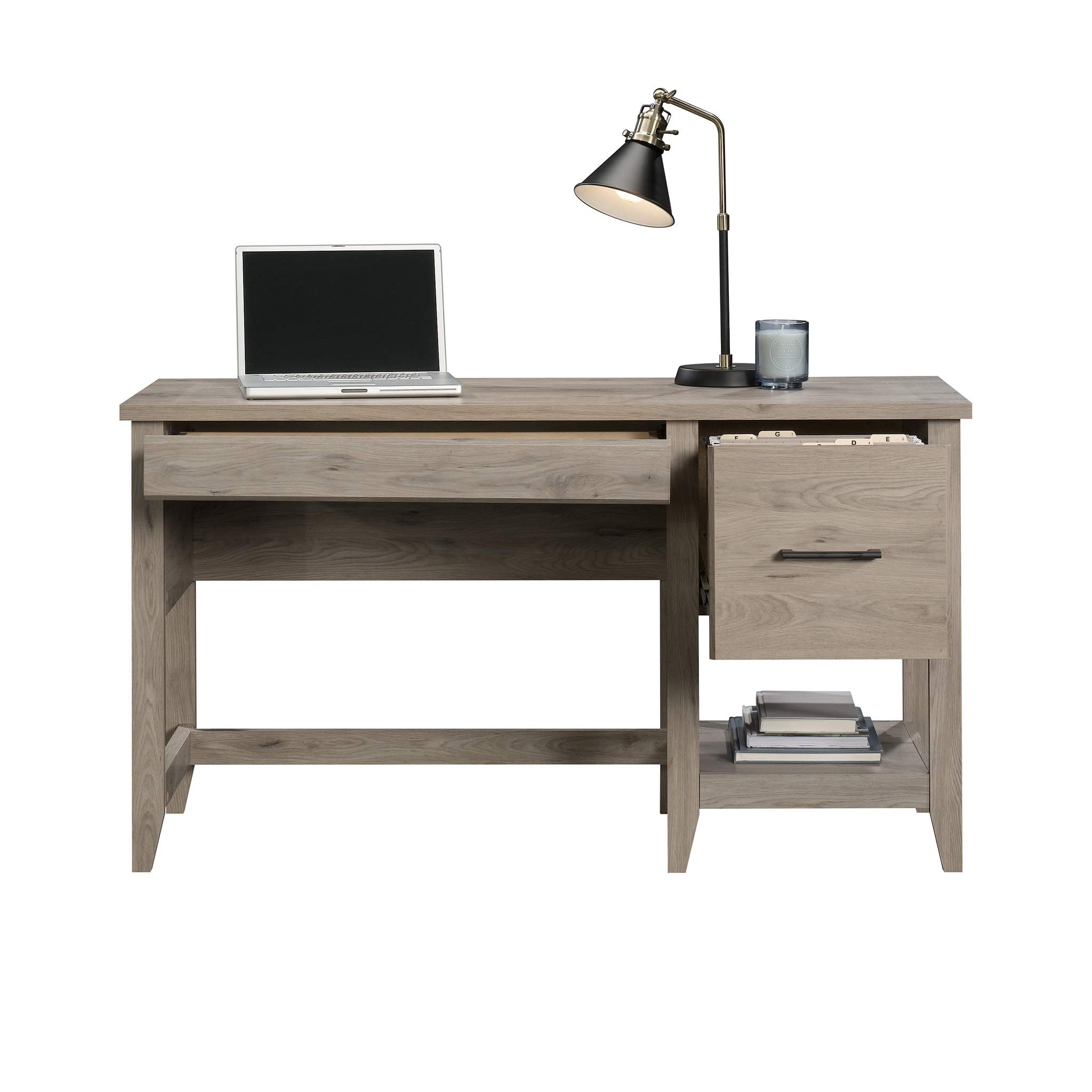 Sauder Summit Station Desk - Laurel Oak Finish | Modern Home Office Desk for Work & Study | Durable Writing Desk with Storage
