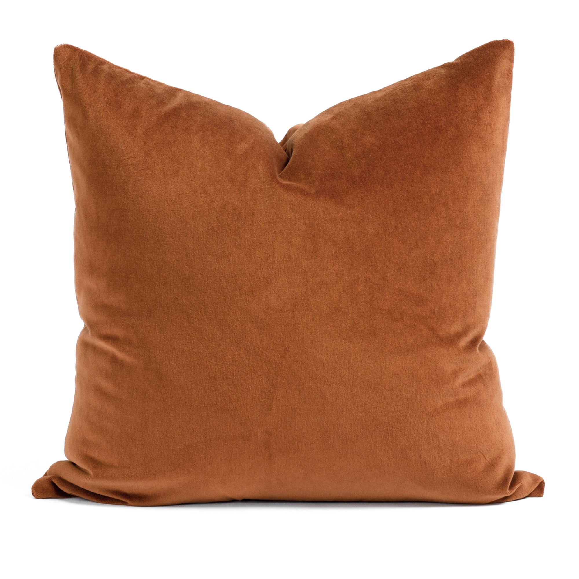 Luxury Mason Velvet 20x20 Throw Pillow Cover - Soft Decorative Square Pillow Case in Rich Cognac Brown - Perfect for Sofa, Bed, Couch & Home Decor