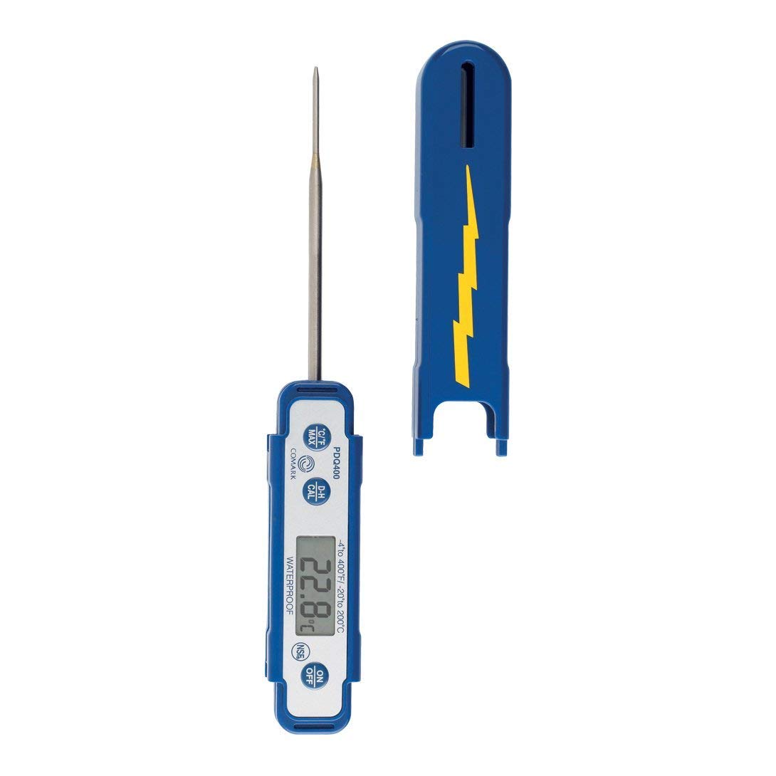 Comark PDQ400 Waterproof Digital Pocket Thermometer - Fast & Accurate Temperature Measurement for Cooking, BBQ, Meat, Liquids & Labs (IP67 Rated)
