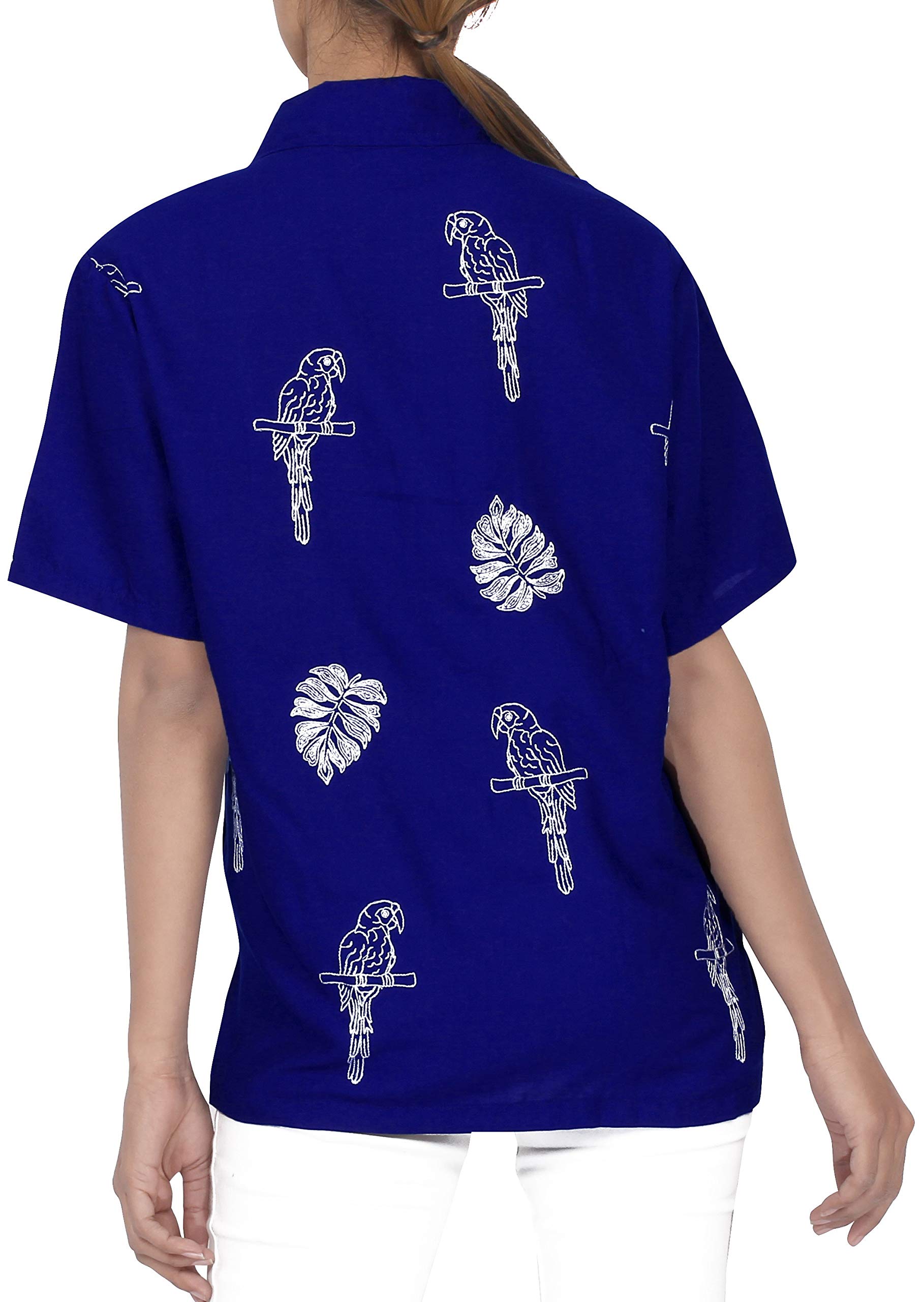 LA LEELA Women's Short Sleeve Hawaiian Blouse - Floral Print Beach Shirt for Summer Vacation, Pool Party & Tropical Getaway