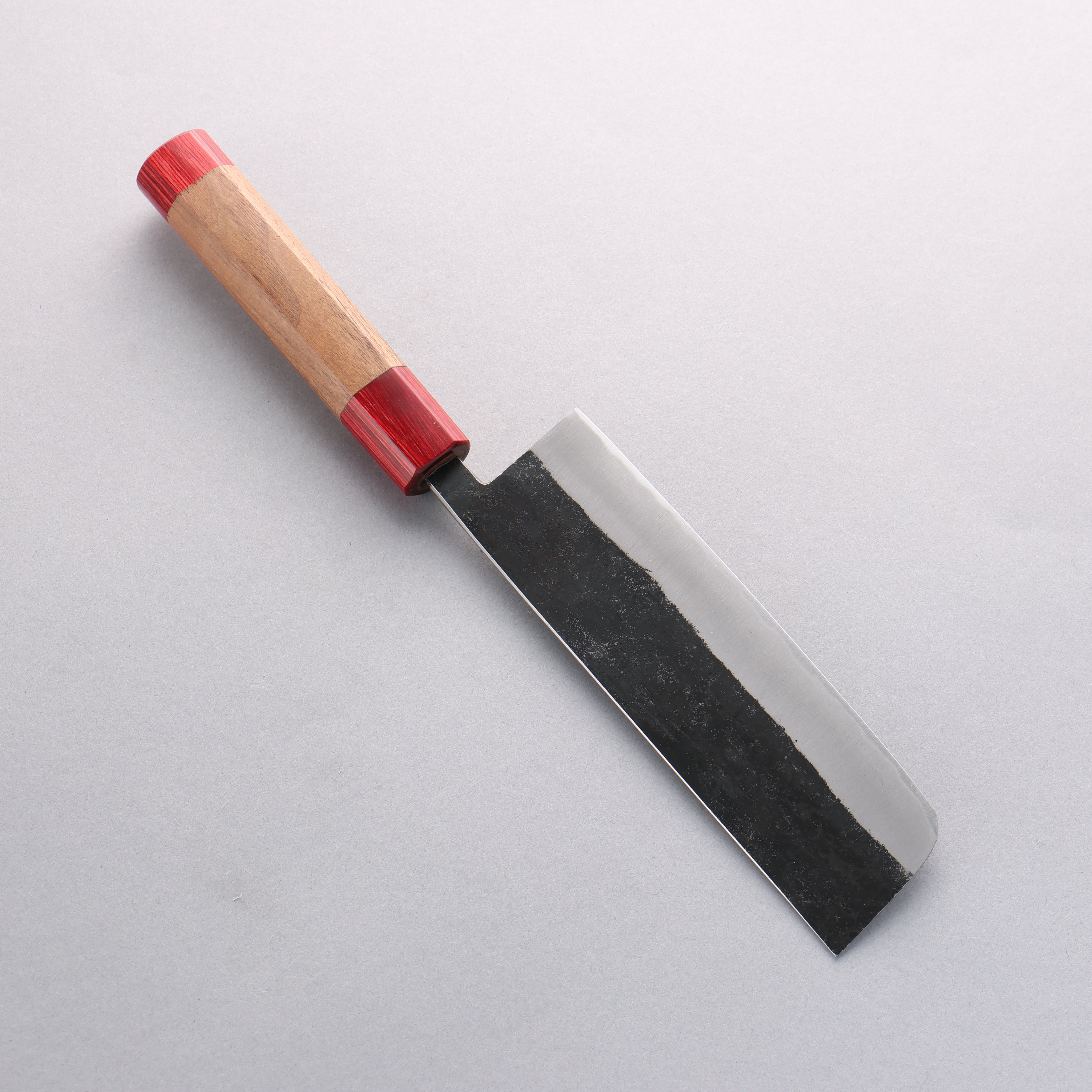 Seisuke Kurumi Blue Steel Kurouchi Usuba Knife 165mm - Walnut Handle with Double Red Pakka Wood - Perfect for Sushi, Vegetables & Precision Cutting