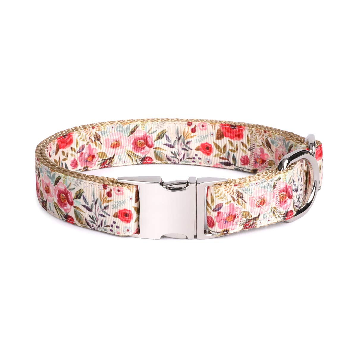 Floral Pet Collar and Leash Set for Cats & Dogs - Adjustable Small Medium Large Size - Summer Blooms Design - Perfect for Walks, Training, and Outdoor Adventures
