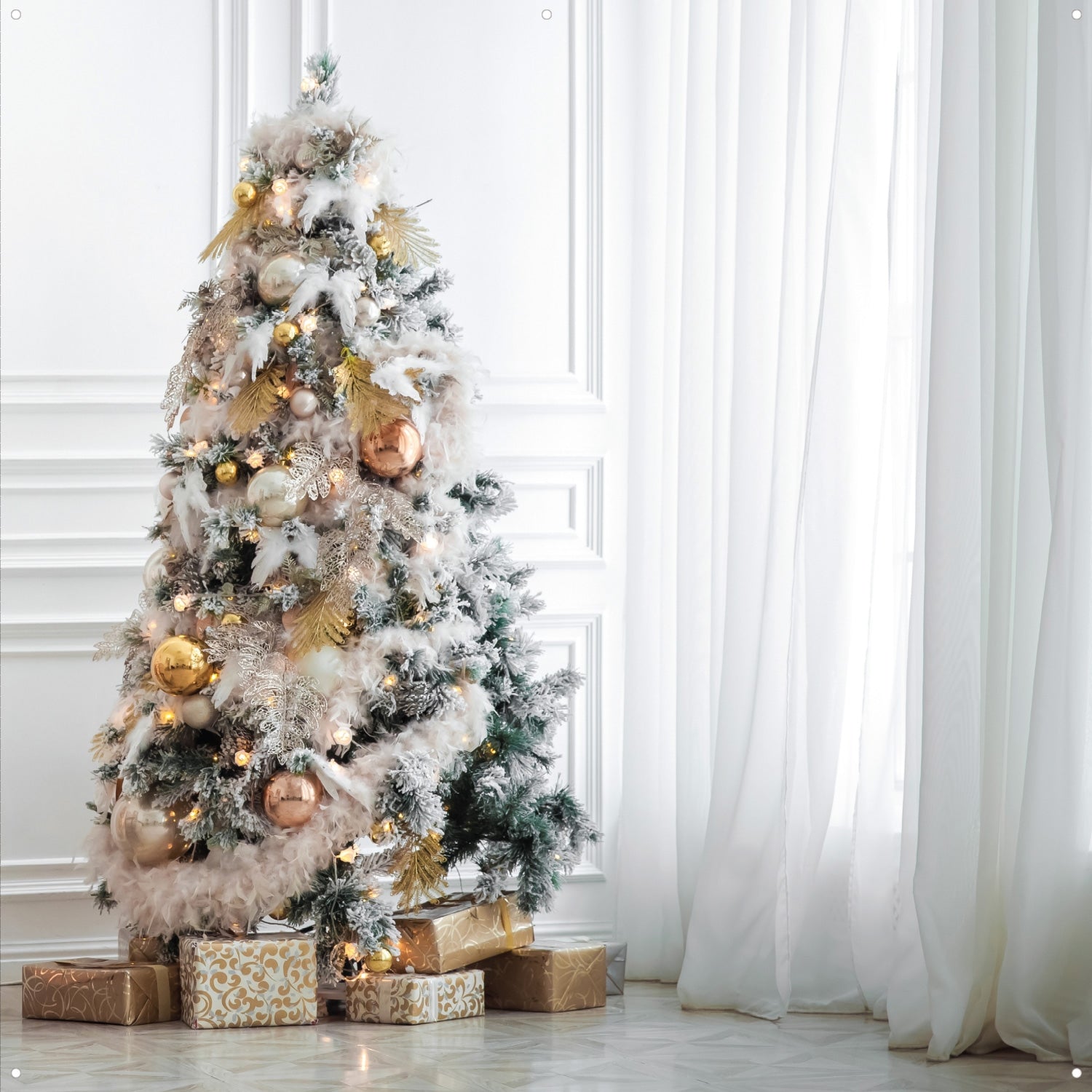 X Drop Pro Fabric Backdrop - Christmas Morning (8' x 8') - Perfect for Holiday Photo Shoots, Family Portraits & Seasonal Decorations
