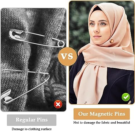 Stylish Magnetic Hijab Pins for Women - Set of 4 for Secure Scarf Wear