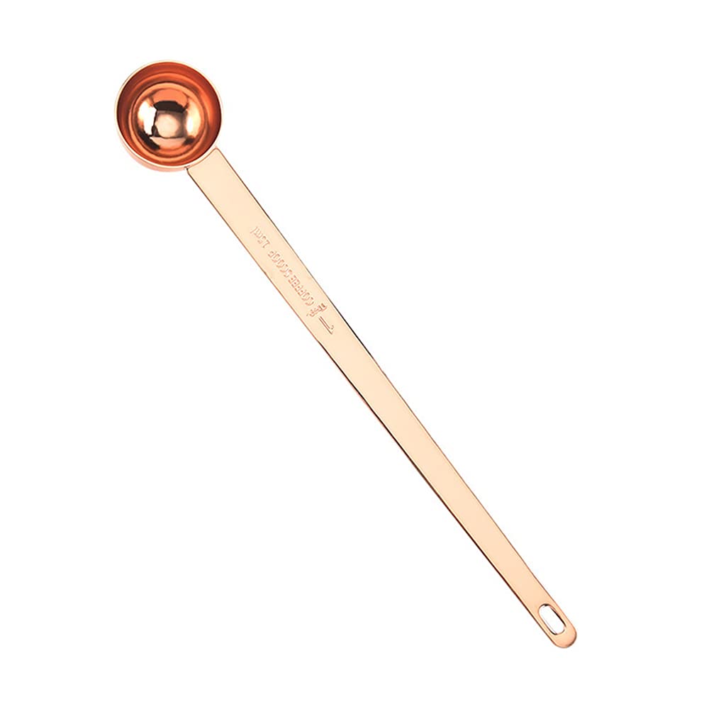 Long Handle Kitchen Measuring Spoon Set - 15ml Stainless Steel Baking Measuring Spoon for Milk Powder, Coffee, Sugar - Rose Gold Finish - Perfect for Baking, Cooking & Meal Prep