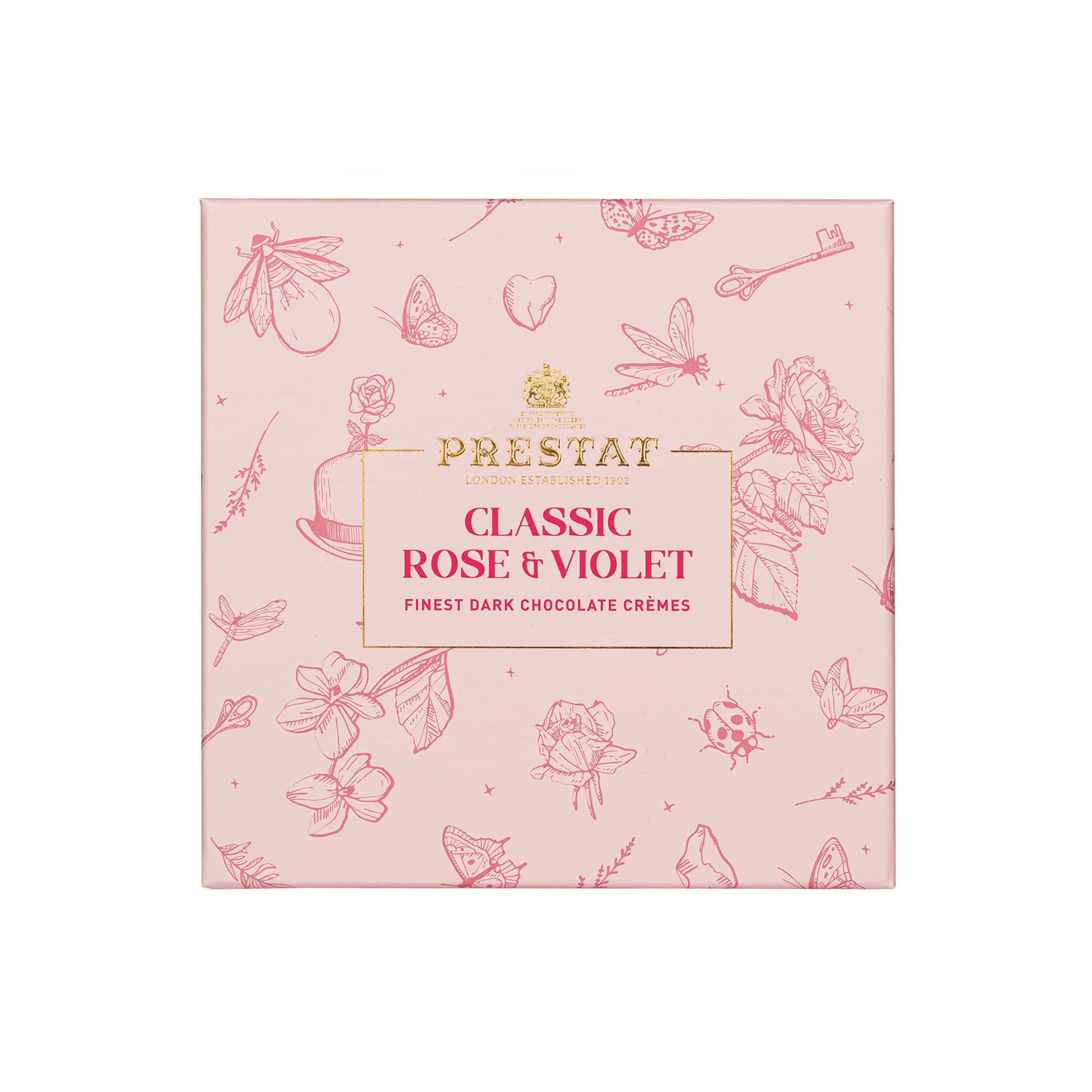 Prestat Rose & Violet Crèmes Luxury Chocolates (140g) - Perfect for Gifts, Valentine's Day & Afternoon Tea