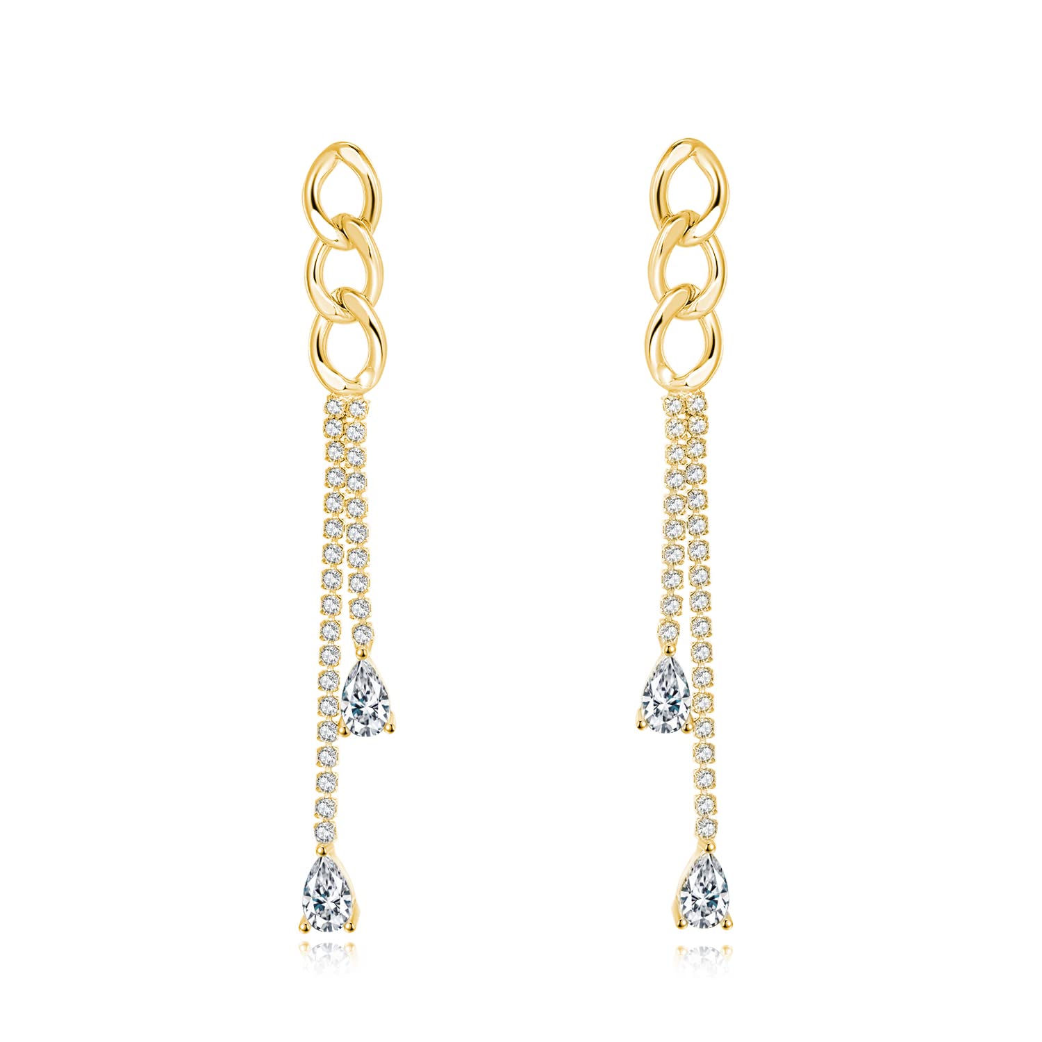 SLUYNZ Sterling Silver CZ Thick Chain Dangle Earrings for Women | Cubic Zirconia Teardrop Droplet Tassel Earrings | Elegant Party, Wedding & Evening Wear Jewelry