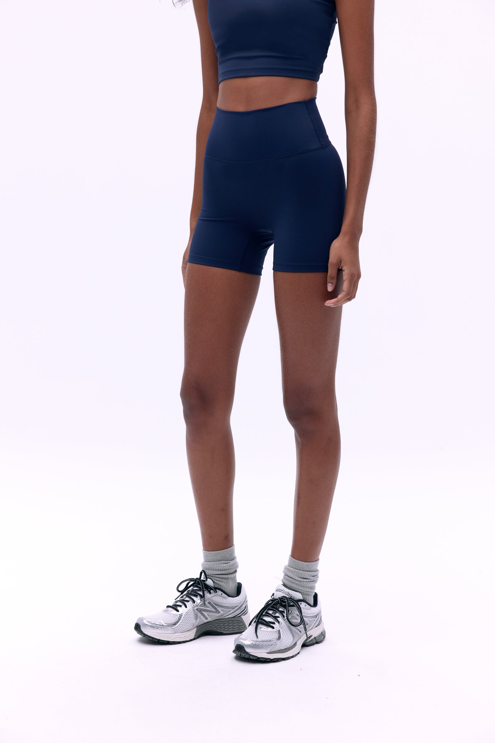 Ultimate Ultra Crop Shorts for Women - High Waisted Navy Blue Athletic Shorts for Running, Yoga & Gym Workouts
