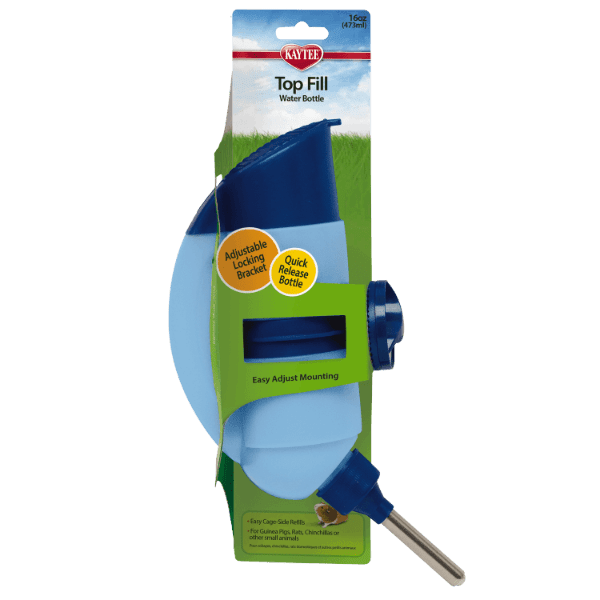 Kaytee Small Animal 16oz Top Fill Water Bottle - Leak Proof No Drip Design for Hamsters, Guinea Pigs & Rabbits - Perfect for Cages, Travel & Outdoor Use