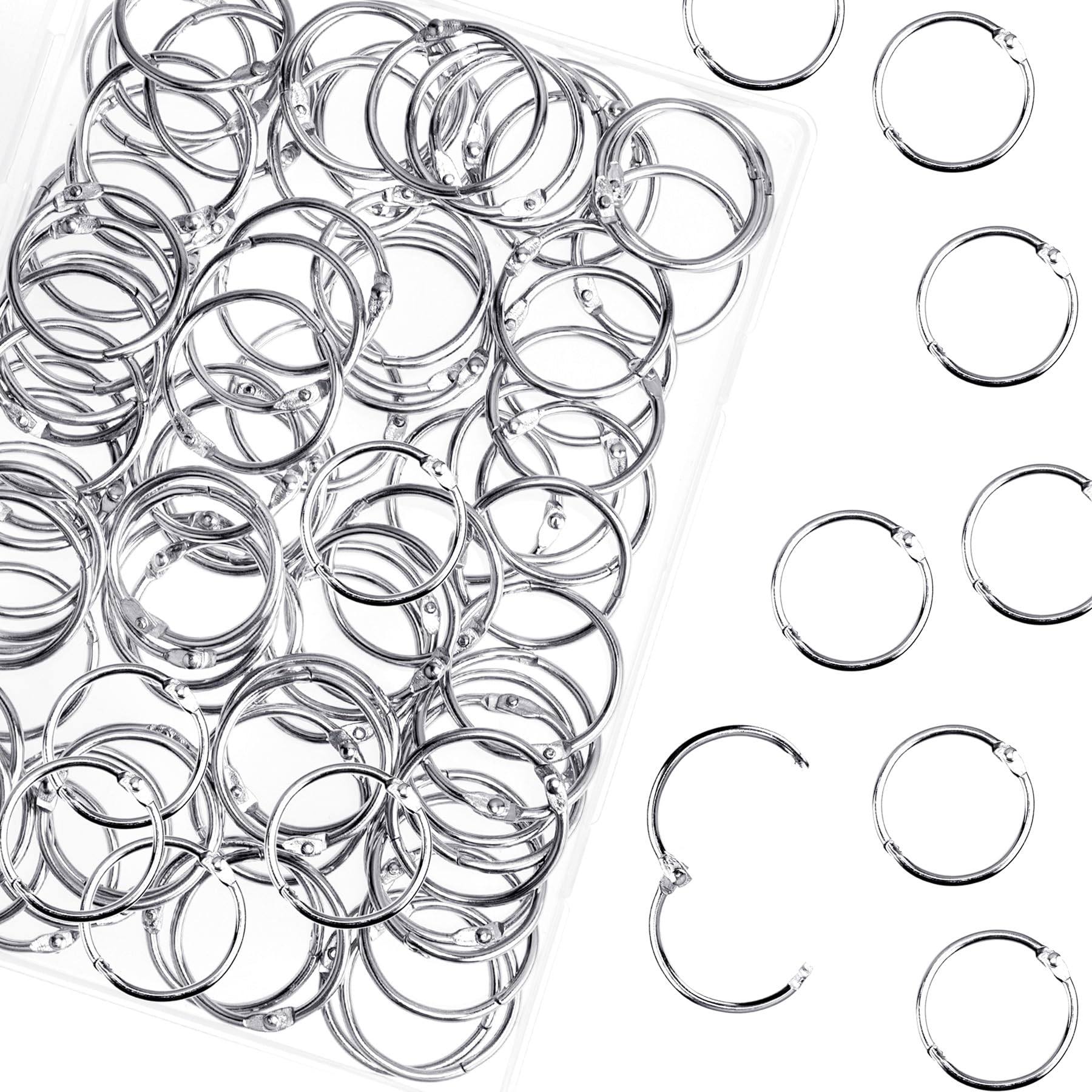 HAUTOCO 100 Pcs 0.75 Inch Nickel Plated Loose Leaf Binder Rings - Durable Metal Book Rings for Office, School & Home - Perfect for Organizing Index Cards, Keychains & DIY Projects