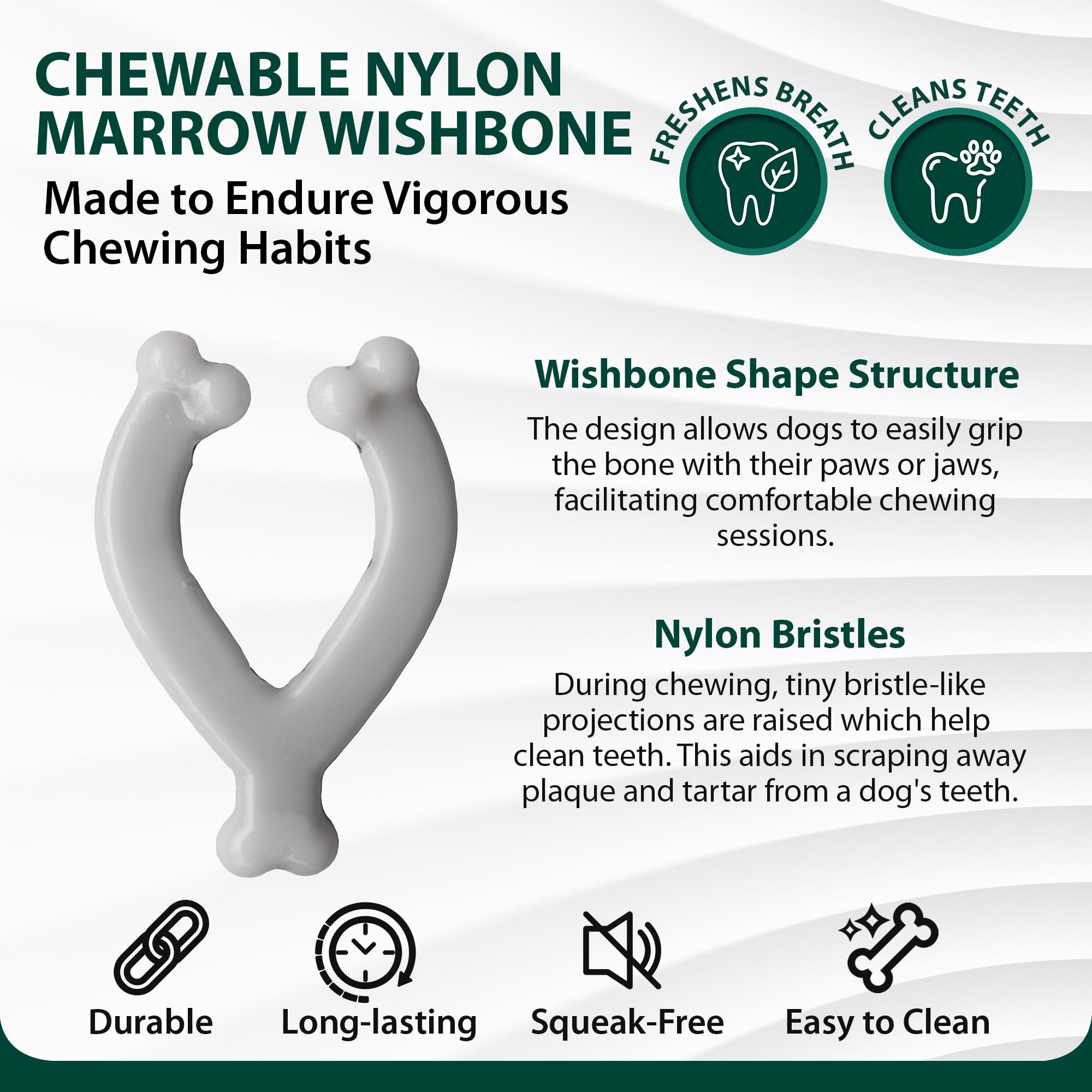Durable Sporn Marrow Wishbone Dog Chew Bones for Aggressive Chewers - Jerky Flavor Nylon Chew Toy, Non-Toxic & Gluten-Free for Medium/Large Dogs - Perfect for Teething, Anxiety Relief & Long-Lasting Entertainment