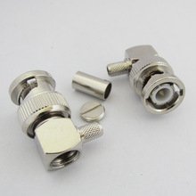 BNC Male Right Angle Crimp Coaxial Connector for RG58 RFC195 Cable - High-Speed Data Transmission - Fast Shipping from USA - Ideal for CCTV, Ham Radio, and Networking Installations