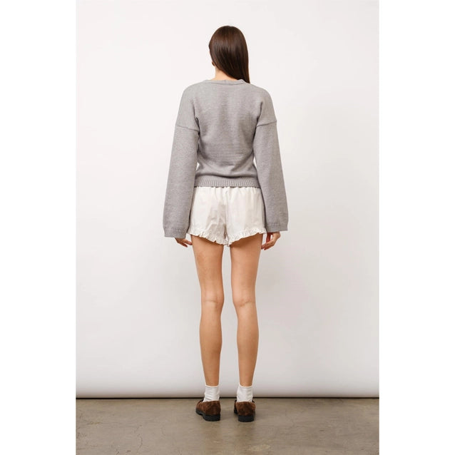 Eden Fitted Button Up Cardigan for Women - Soft Grey Knit Sweater | Office Wear, Casual Outfits & Layering Essential