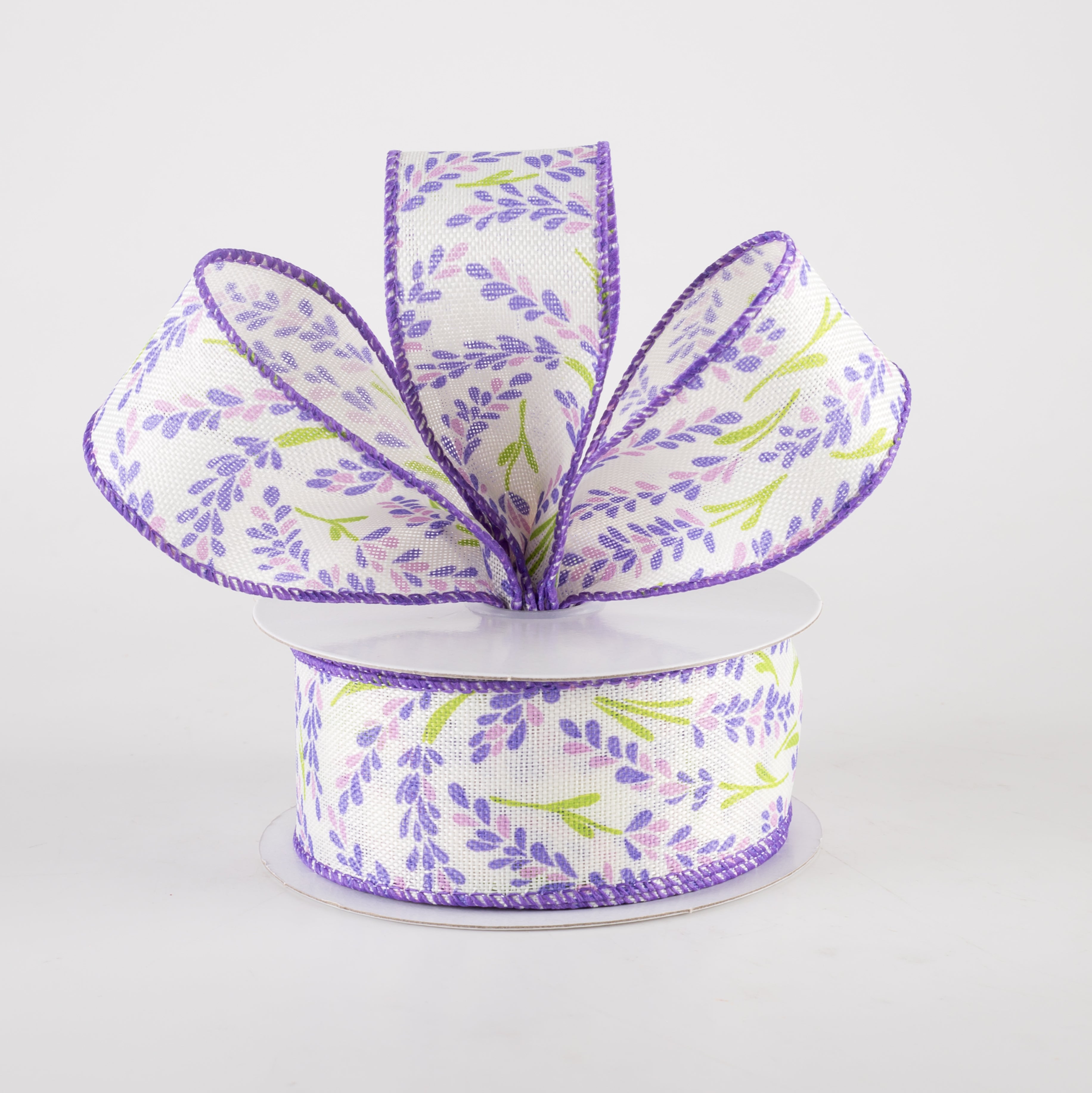 1.5 Inch Hyacinth Linen Ribbon - Ivory, Lavender, Purple (10 Yards) for DIY Crafts, Gift Wrapping, Wedding Decorations & Hair Accessories