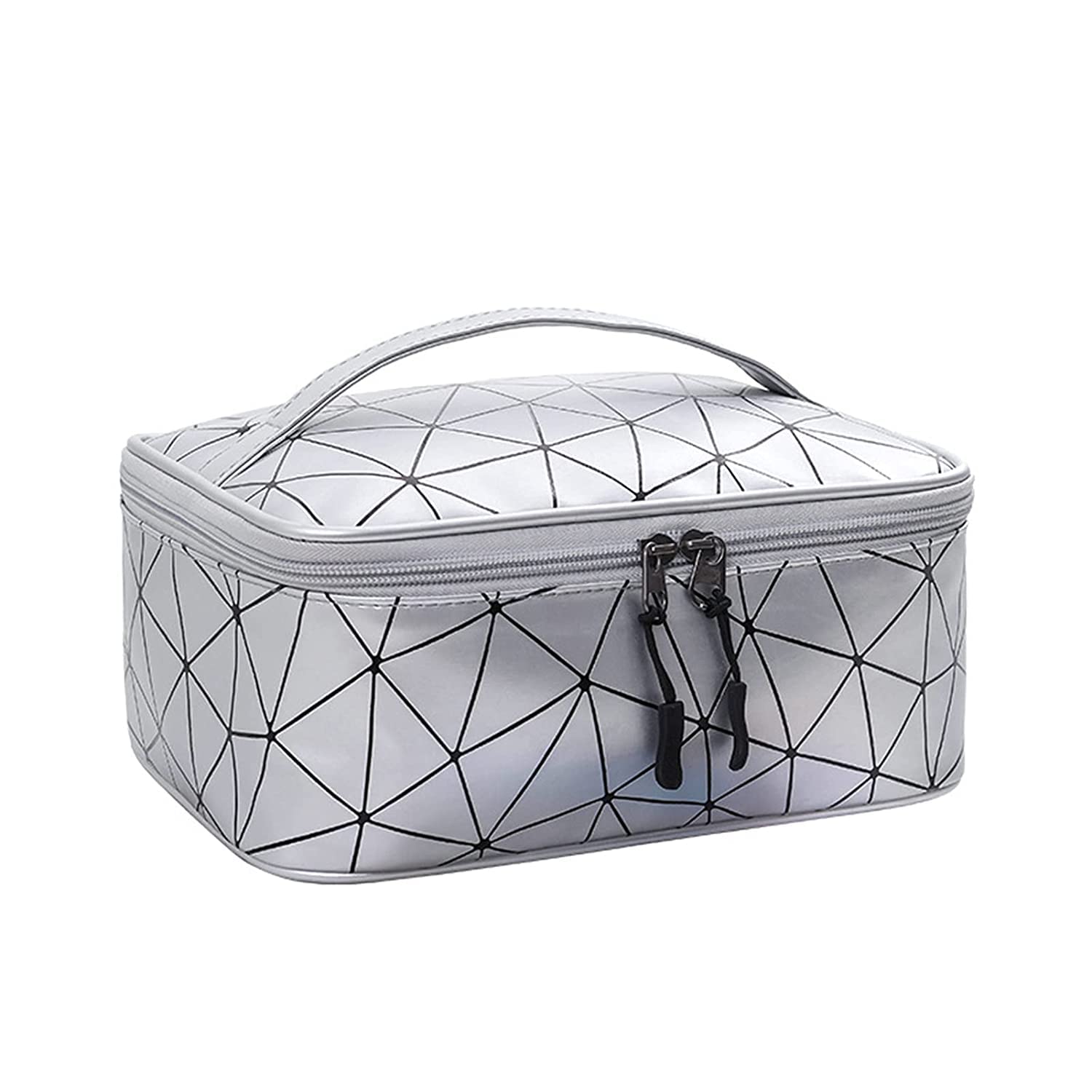 Premium Waterproof Hanging Makeup Bag for Women - Travel Cosmetic Organizer with Zipper, Luxury Toiletry Pouch (Silver) | Perfect for Vacation, Gym & Daily Essentials Storage