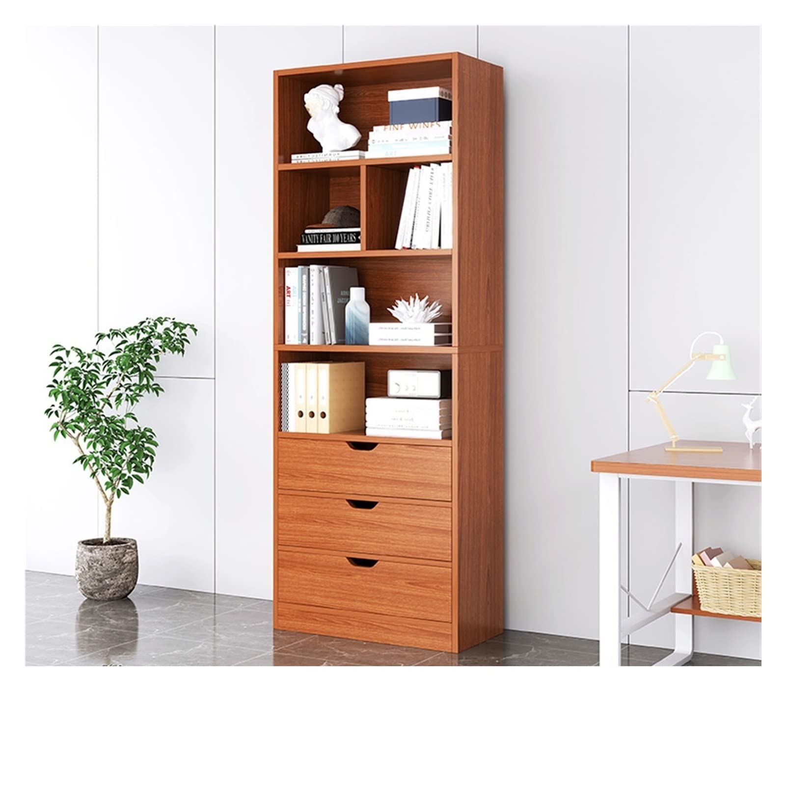 YFCDZVBH Display Case Bookshelf - Corner Floor Standing Shelf for Living Room, Simple Storage Cabinet, 60x20x180cm, Brown | Perfect for Home Decor, Book Storage & Displaying Collectibles