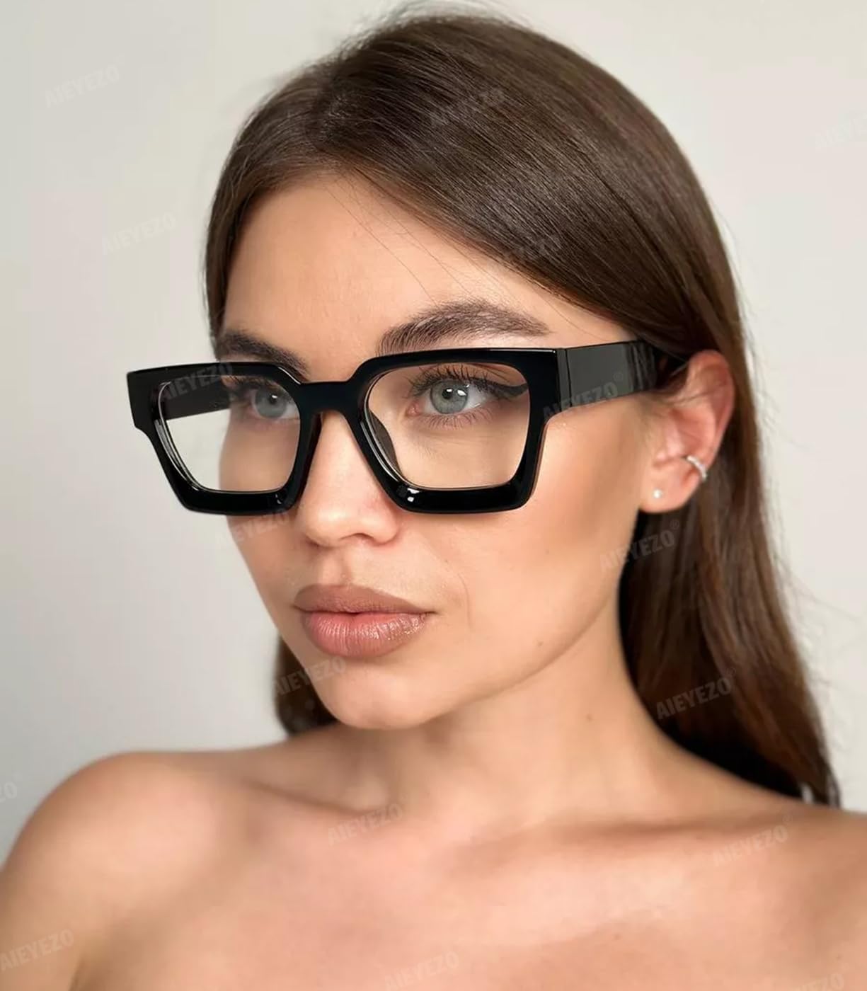 AIEYEZO Square Thick Frame Blue Light Blocking Glasses for Women & Men - Trendy Computer Eyeglasses for Office Work, Gaming & Screen Time Protection