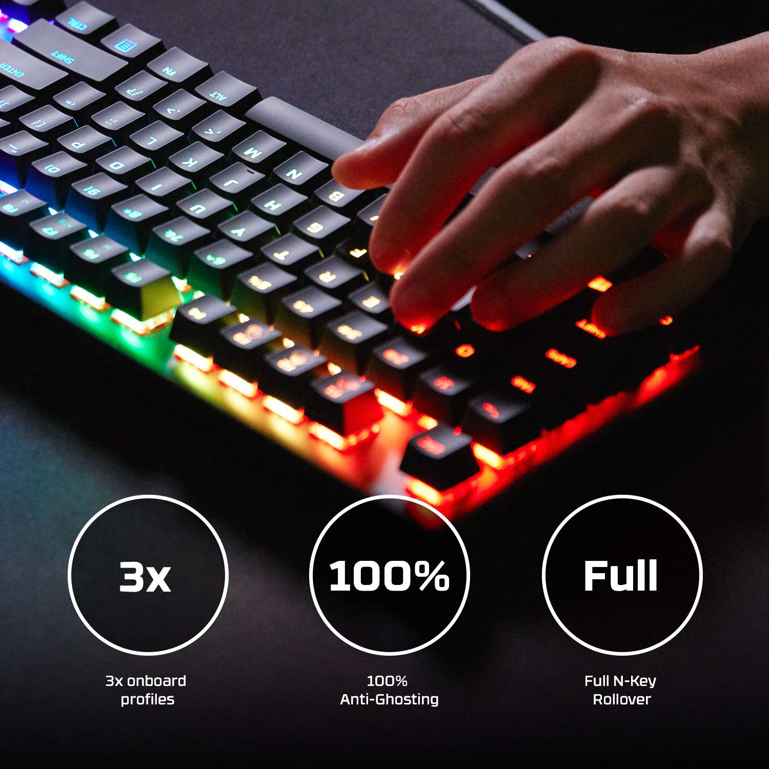 HyperX Alloy Origins Mechanical Gaming Keyboard - RGB Backlit, Blue Clicky Switches, Compact Full-Size Design | Customizable Macros & Lighting via Software | Perfect for PC Gaming, Esports & Office Work (Renewed)