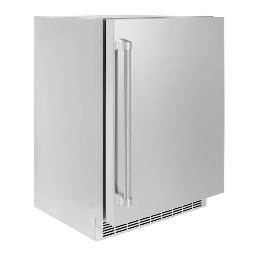 ZLINE 24 Inch Stainless Steel Beverage Refrigerator - Touchstone 151 Can Capacity with Solid Door (RBSO ST 24) - Perfect for Home Bar, Office, or Entertainment Room