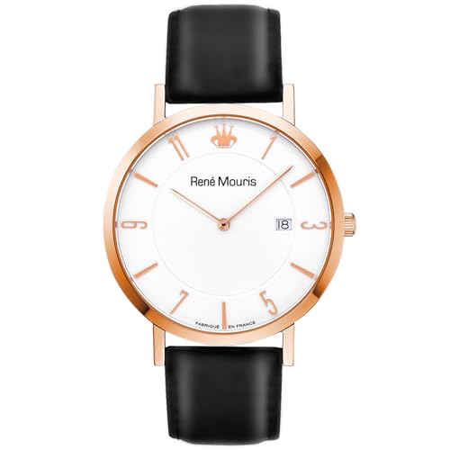 White Dial - Rose Gold Case - Black Strap - Rose Gold Applique