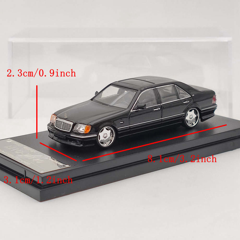 1/64 Scale Street Weapon Benz W140 S600 Black Limited Edition Diecast Model Car - Only 499 Made - Perfect for Collectors & Car Enthusiasts - Great for Display, Gifts, and Toy Car Racing Scenes