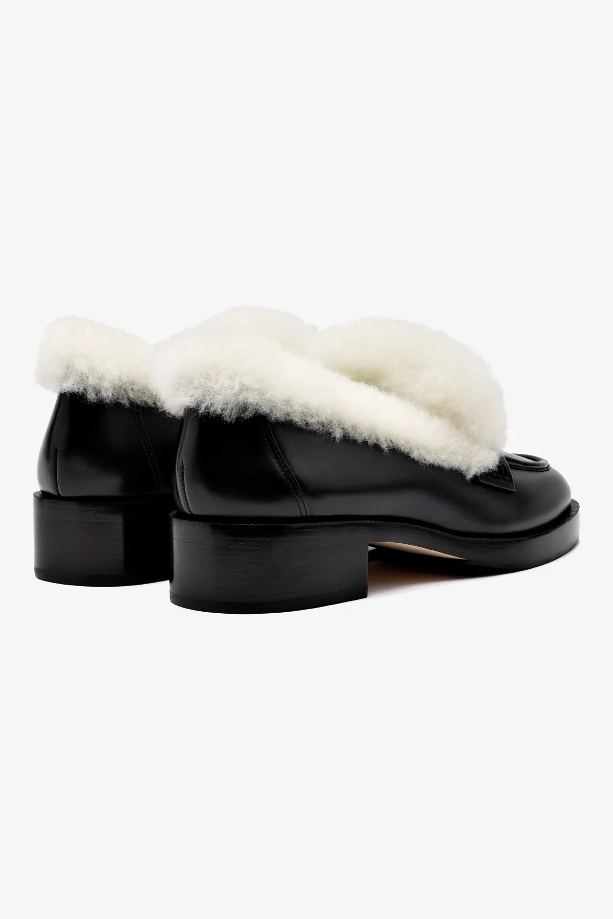 Bobbie Loafer Shoes - Black Leather with Natural Shearling Lining | Comfortable Slip-On Loafers for Women | Perfect for Office, Casual Wear & Travel