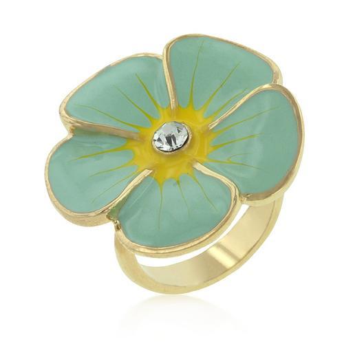 Elegant Light Blue Enamel Floral Statement Ring for Women - Vintage Inspired Jewelry Gift for Bridesmaids, Weddings & Special Occasions