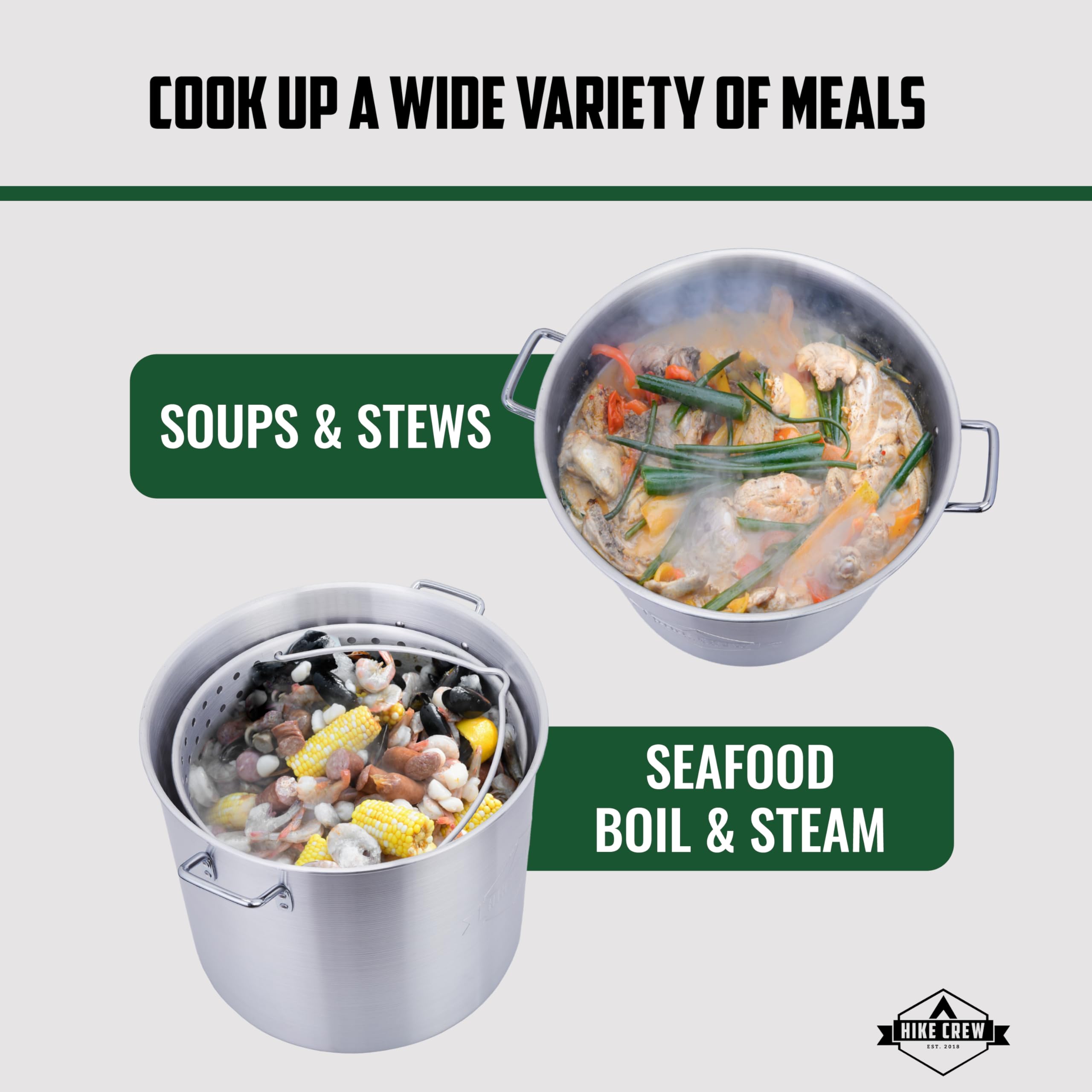 Hike Crew 60QT Outdoor Boiling Kit with Igniter | 110,000 BTU High-Power Seafood Boiler Set for Steaming, Cooking Fish, Crawfish, Crab, Shrimp & Clams | Includes Pot, Lid, Strainer, Burner Stand & Storage Cover | Perfect for Backyard Parties, Camping & Beach Cookouts