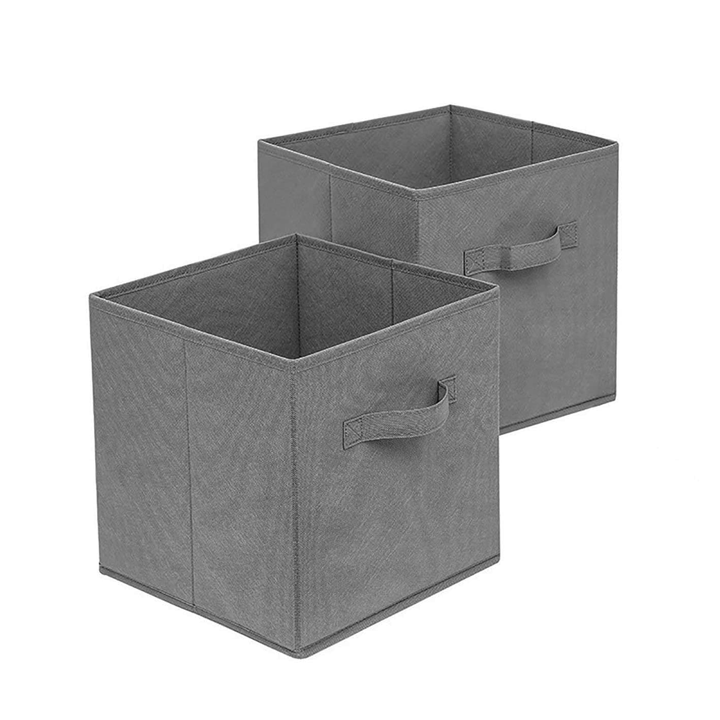 2 Pack Collapsible Fabric Storage Cubes with Handles - Foldable Drawer Organizer Box for Clothes, Bras, Socks, Underwear & Toys | Space Saving Closet & Shelf Storage Solution for Bedroom, Nursery & Office Organization