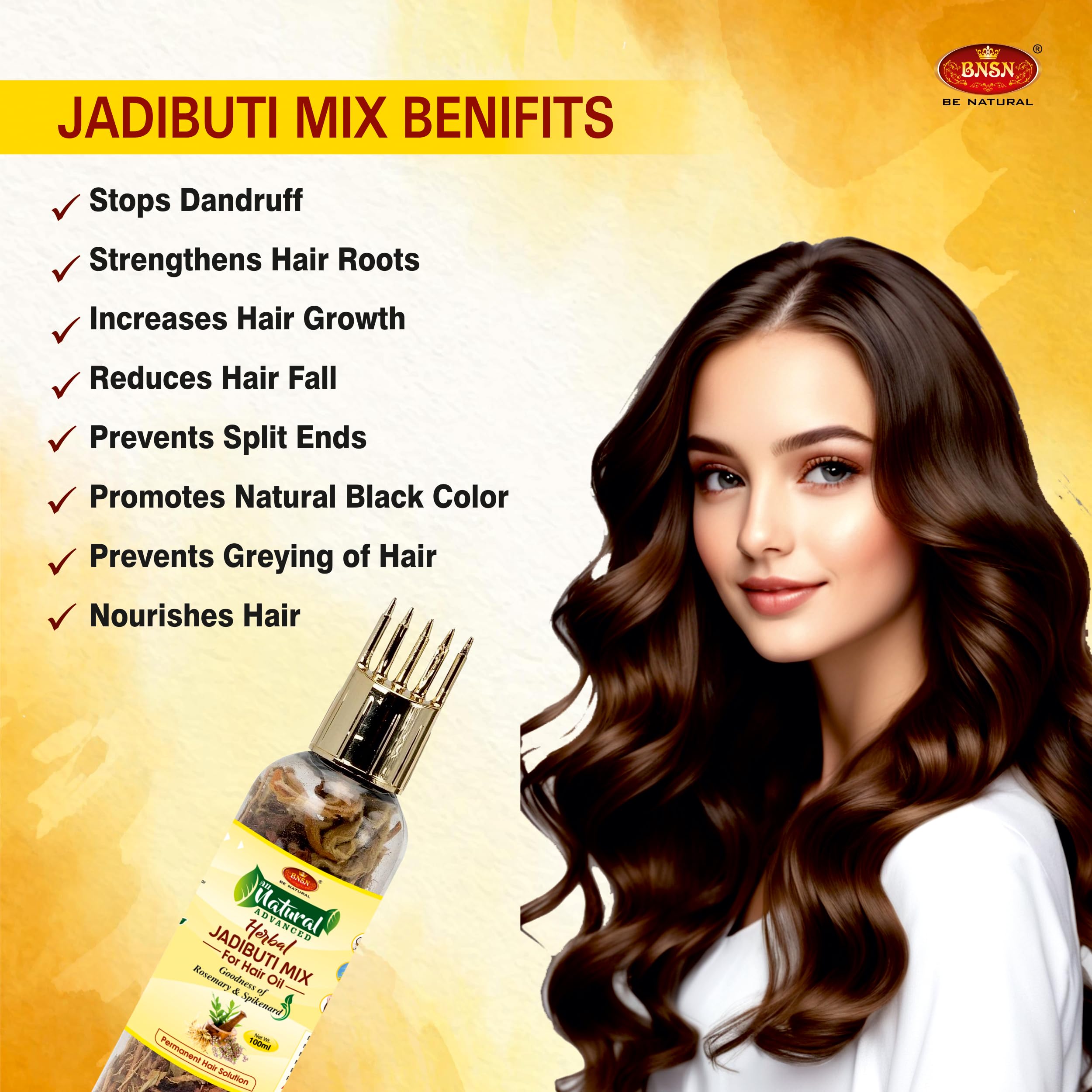 BNSN Natural Ayurvedic Hair Oil Mix with Rosemary, Spikenard, Bhringraj & 25+ Herbs | 100% Herbal Plant-Based DIY Hair Treatment for Growth, Dandruff & Scalp Care | Perfect for Dry, Damaged & Thinning Hair at Home