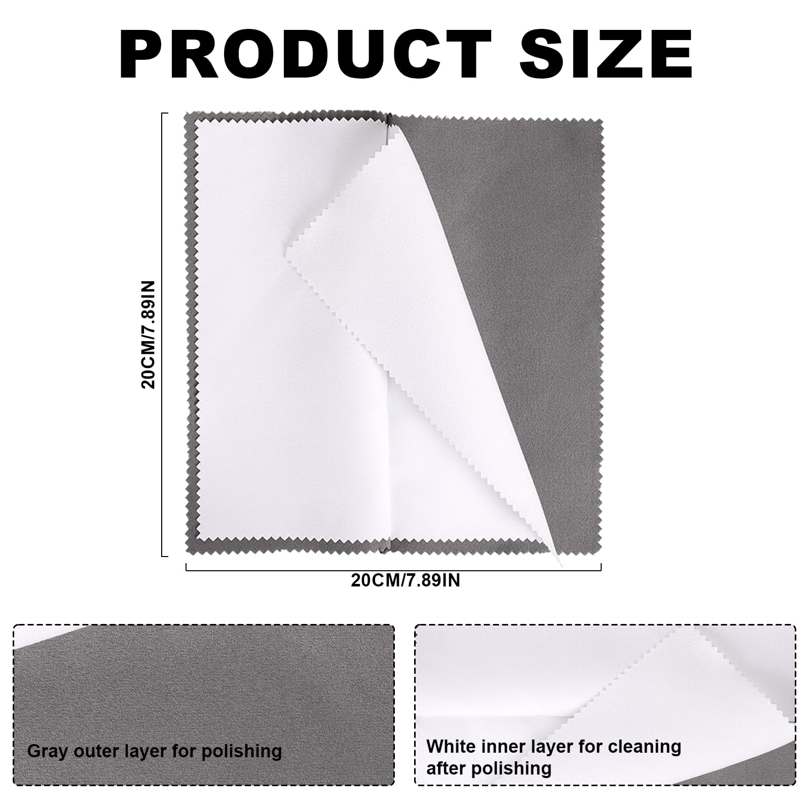 4-Pack Premium Silver Polishing Cloths (7.87x7.87 Inch) - Double-Sided Jewelry Cleaning Cloth for Silver, Gold & Platinum - Multi-Layer Scratch-Free Polishing - Perfect for Rings, Necklaces & Watches at Home or Travel