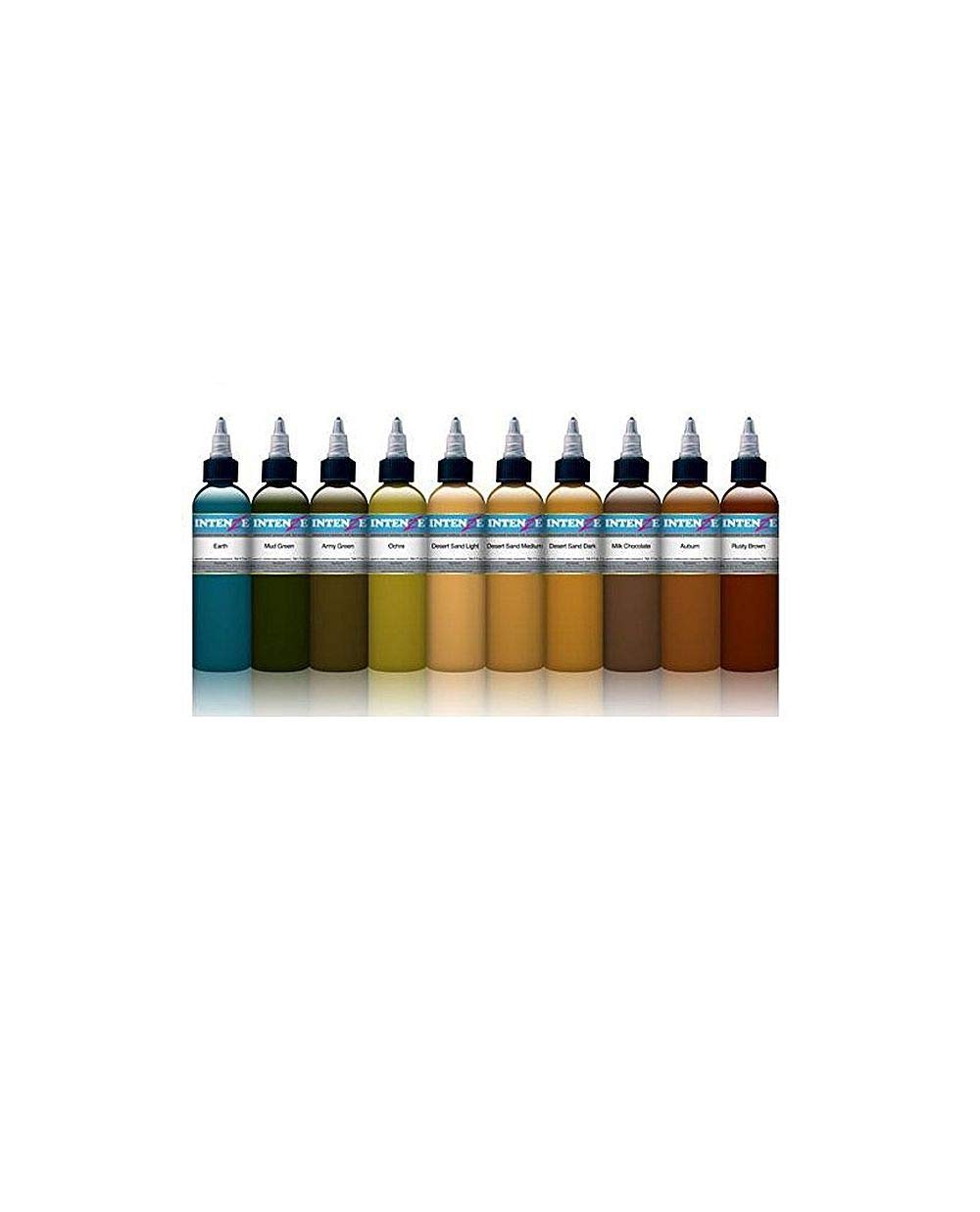 Premium Earth Tones Tattoo Ink Set - 10 Bottles (1oz Each) - Professional Vegan & Cruelty-Free Tattoo Supplies for Artists - Perfect for Realism, Watercolor & Nature-Inspired Tattoos