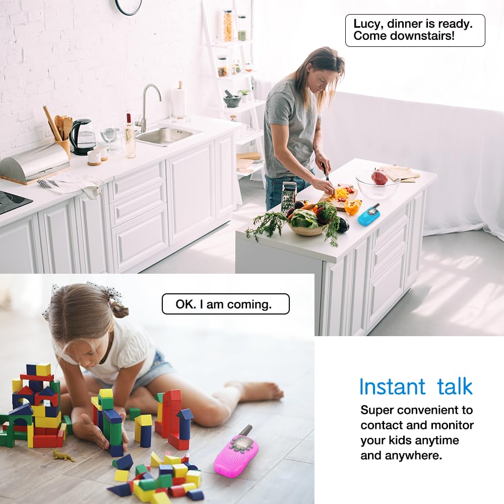 Kids Walkie Talkies - 3 Pack (Blue, Pink, Yellow) with 3 Miles Range - Best Toys for Boys & Girls Ages 4-8 - Perfect for Camping, Outdoor Adventures & Birthday Gifts (Ideal for 3-7 Year Olds)
