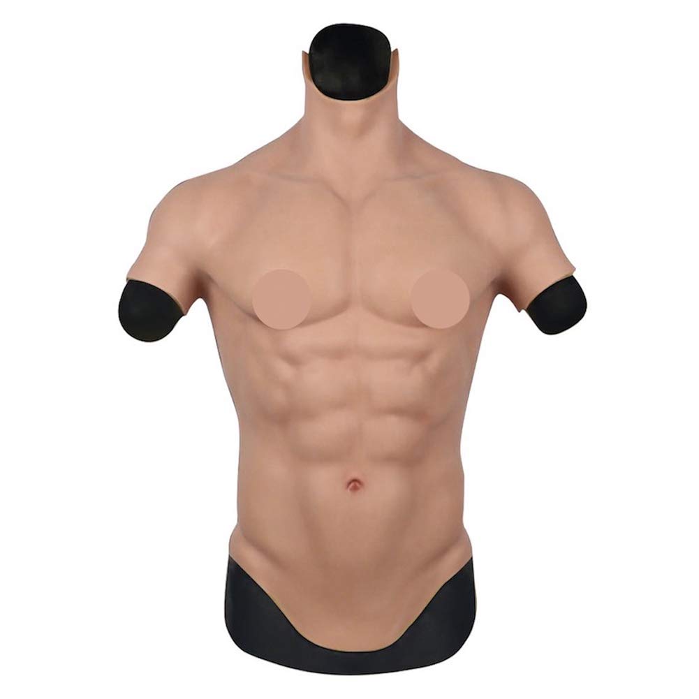 Realistic Male Silicone Muscle Chest Vest - Abdominal Muscle Simulation Skin - Soft & Comfortable for Cosplay, Halloween Costumes, and Bodybuilding Training