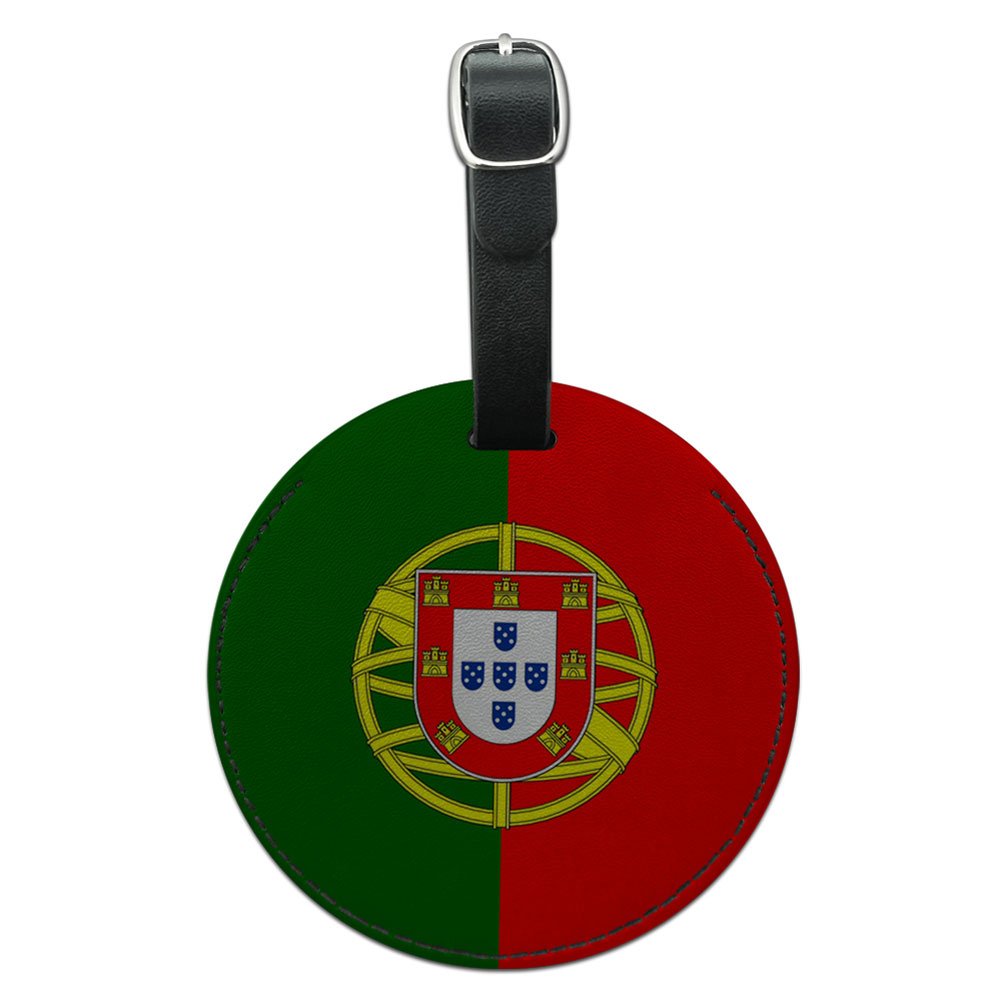 Portugal National Flag Round Leather Luggage Tag - Durable Suitcase ID Tag for Travel Bags, Carry-Ons & Backpacks - Perfect for Airports, Vacations & Business Trips