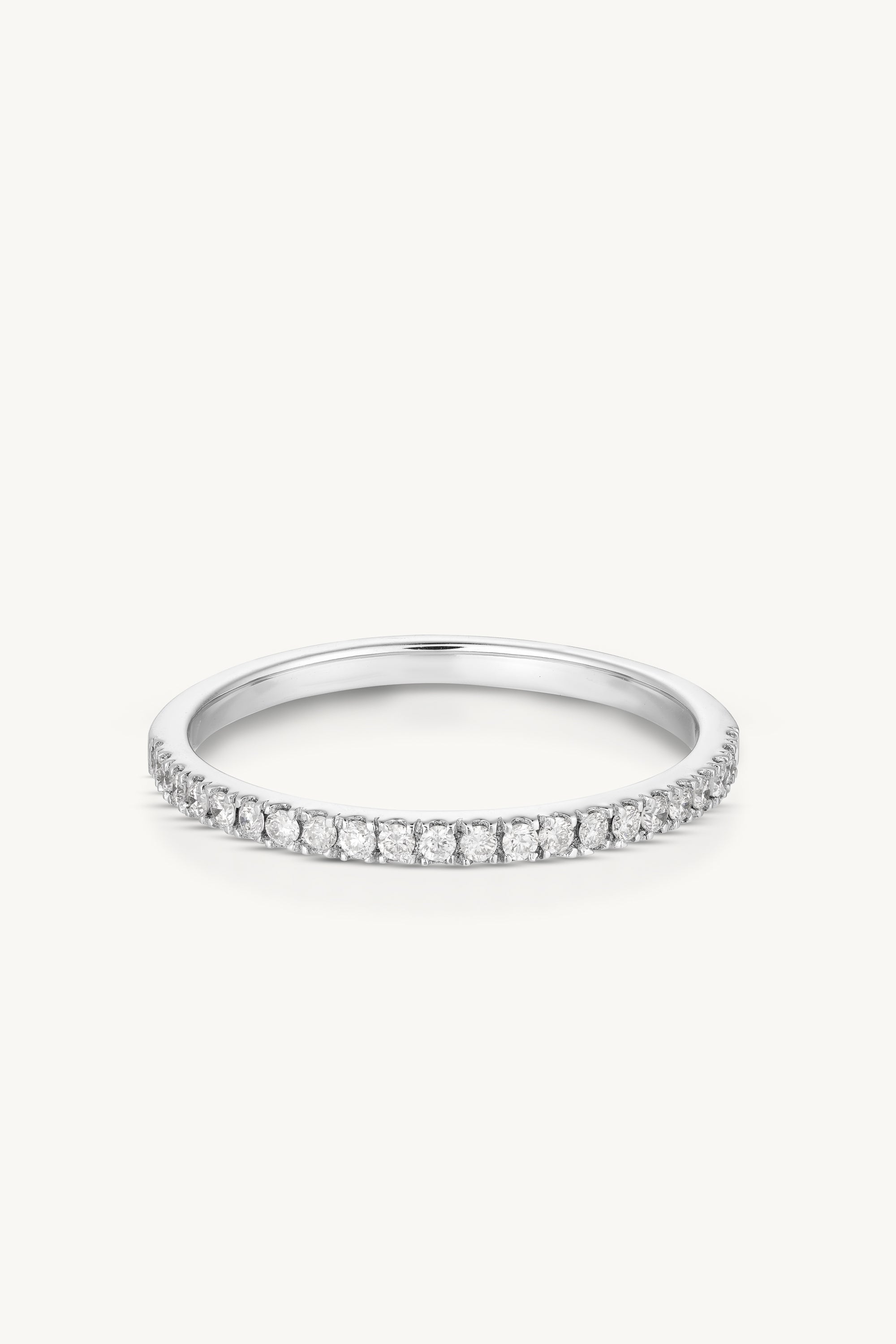 9K White Gold Pave Diamond Band Ring for Women - Elegant Stackable Wedding Band, Anniversary Gift, or Everyday Jewelry - Perfect for Special Occasions & Daily Wear