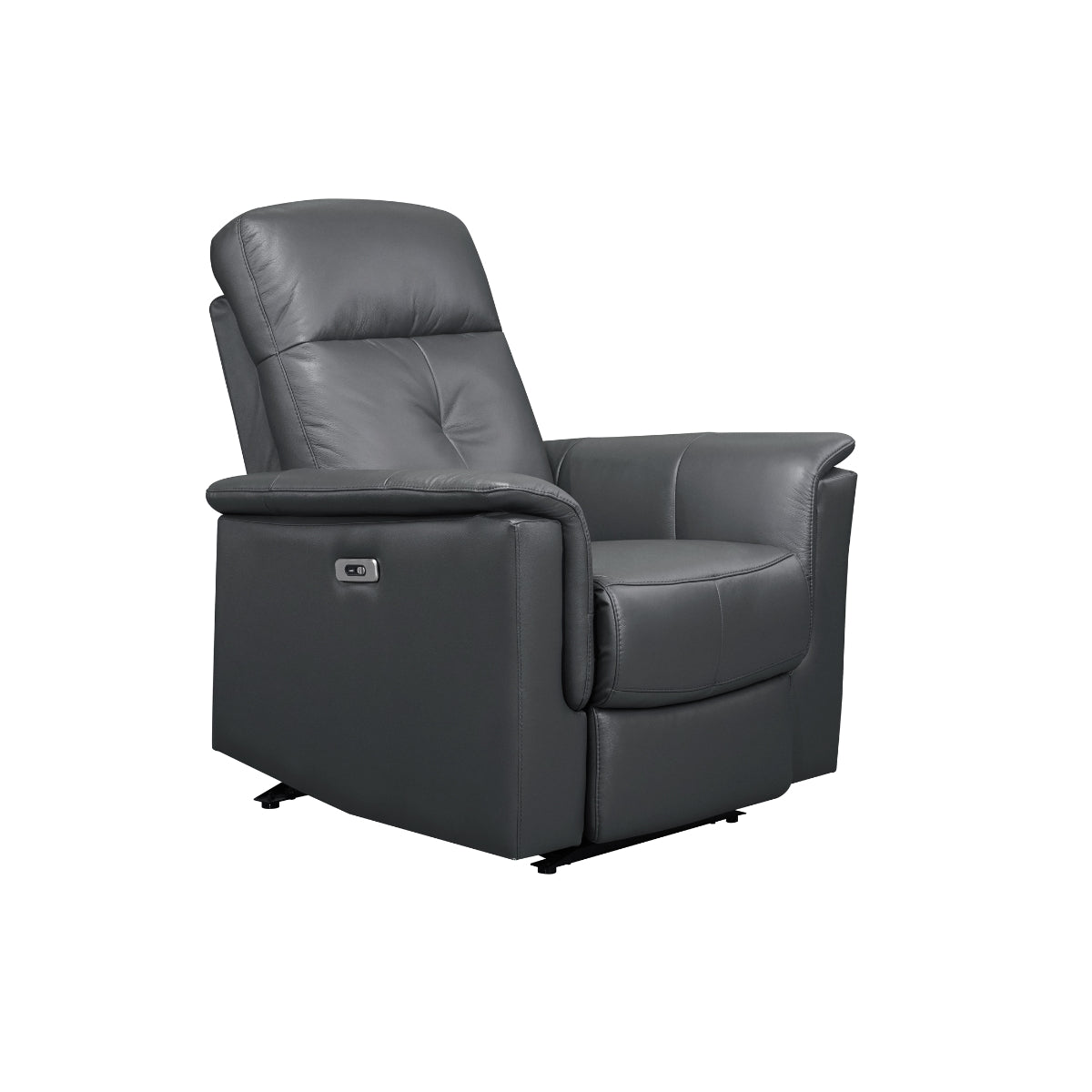 Dark Grey Power Glider Recliner with USB Charging - Leather Match Massage Chair for Living Room, Nursery & Home Theater - Electric Reclining Sofa with Lumbar Support