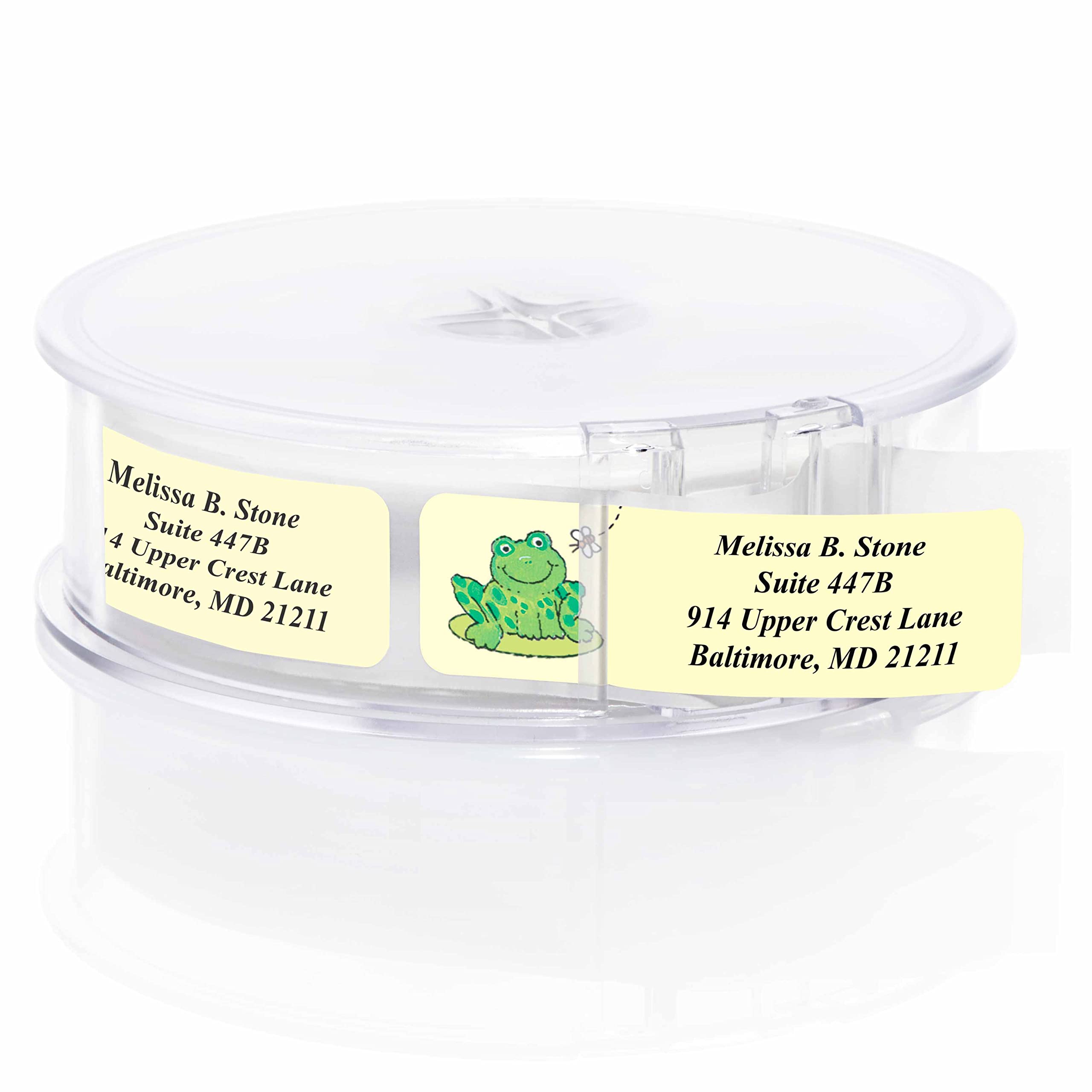 Elegant Frog on Lily Pad Rolled Address Labels with Plastic Dispenser - Perfect for Wedding Invitations, Greeting Cards & Mailing Envelopes
