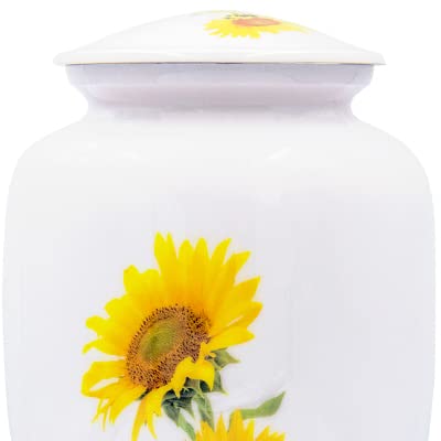 Personalized Sunflower Cremation Urn with Velvet Bag & Custom Engraving - Memorial Keepsake for Ashes - Perfect for Funeral Services, Home Memorials & Remembrance Ceremonies