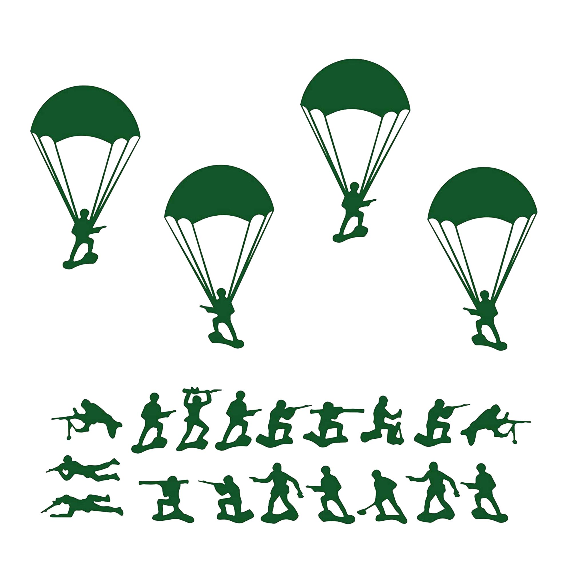 Toy Soldiers Parachute Wall Decals - Army Men Vinyl Stickers for Kids Room Decor | Perfect for Boys' Bedroom, Playroom & Nursery Wall Art