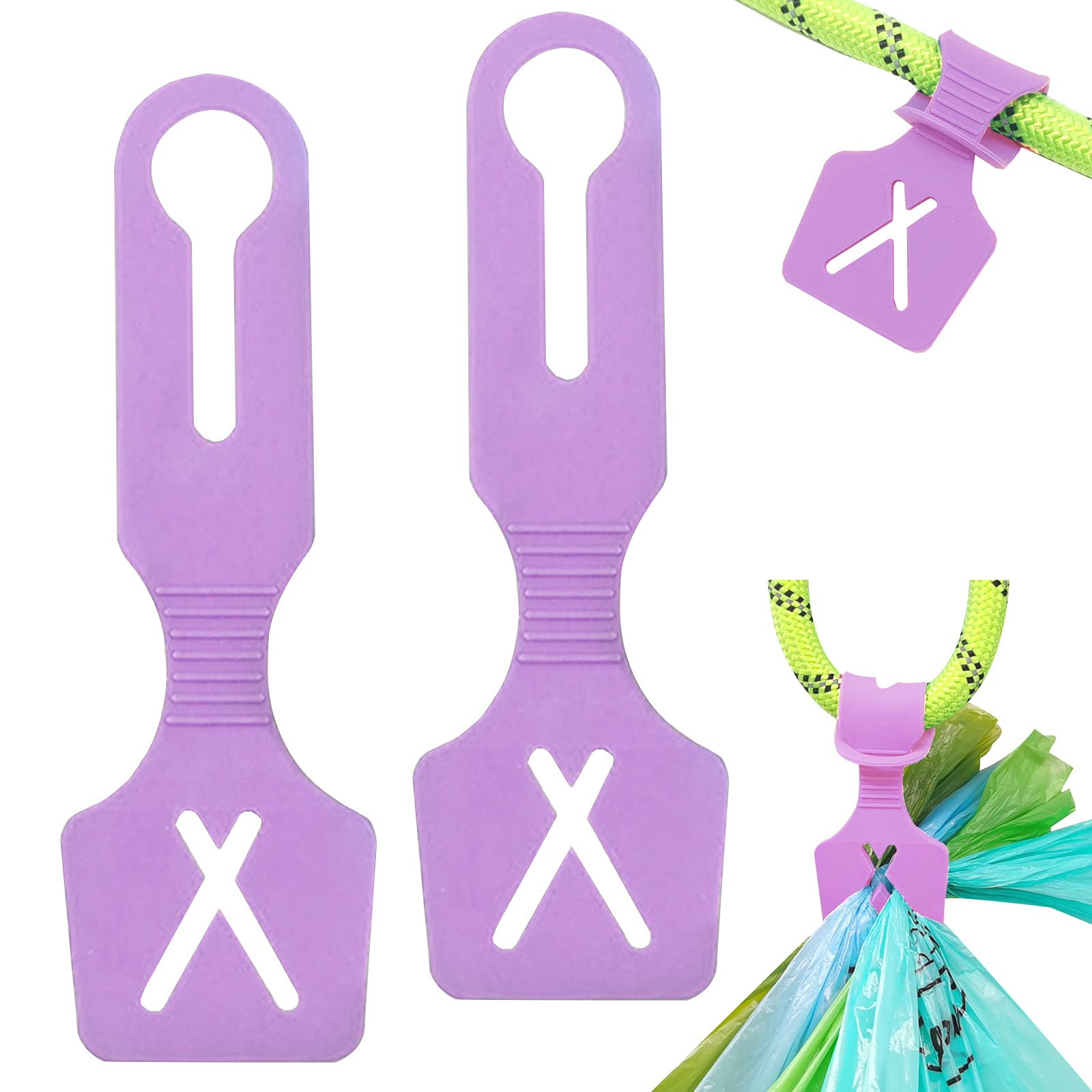 Eco-Friendly Silicone Dog Poop Bag Holder for Leash - Lavender Purple (2 Pack) - Convenient Waste Carrier for Walking, Hiking & Travel with Your Pet